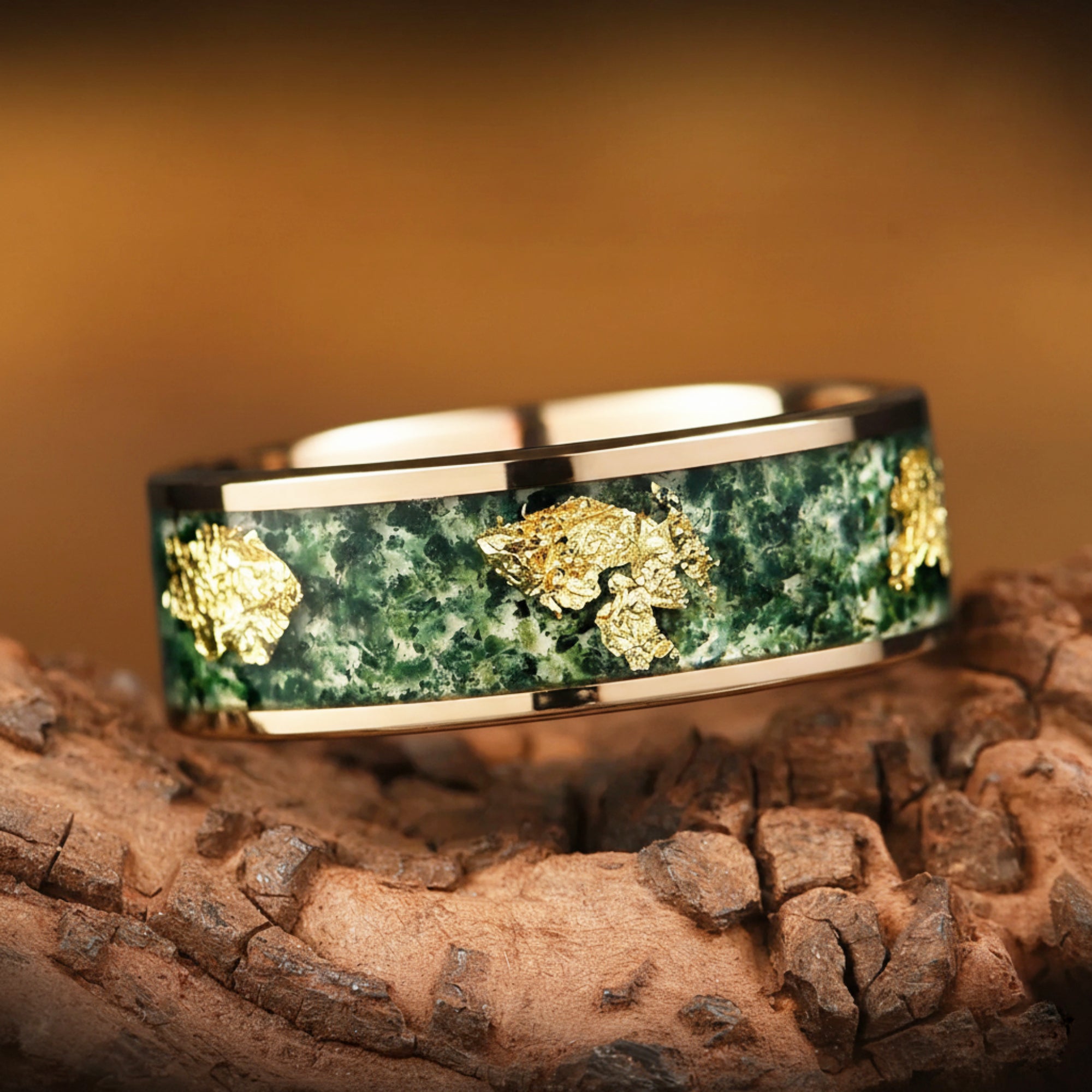 Moss Agate Ring Men Rose Main View