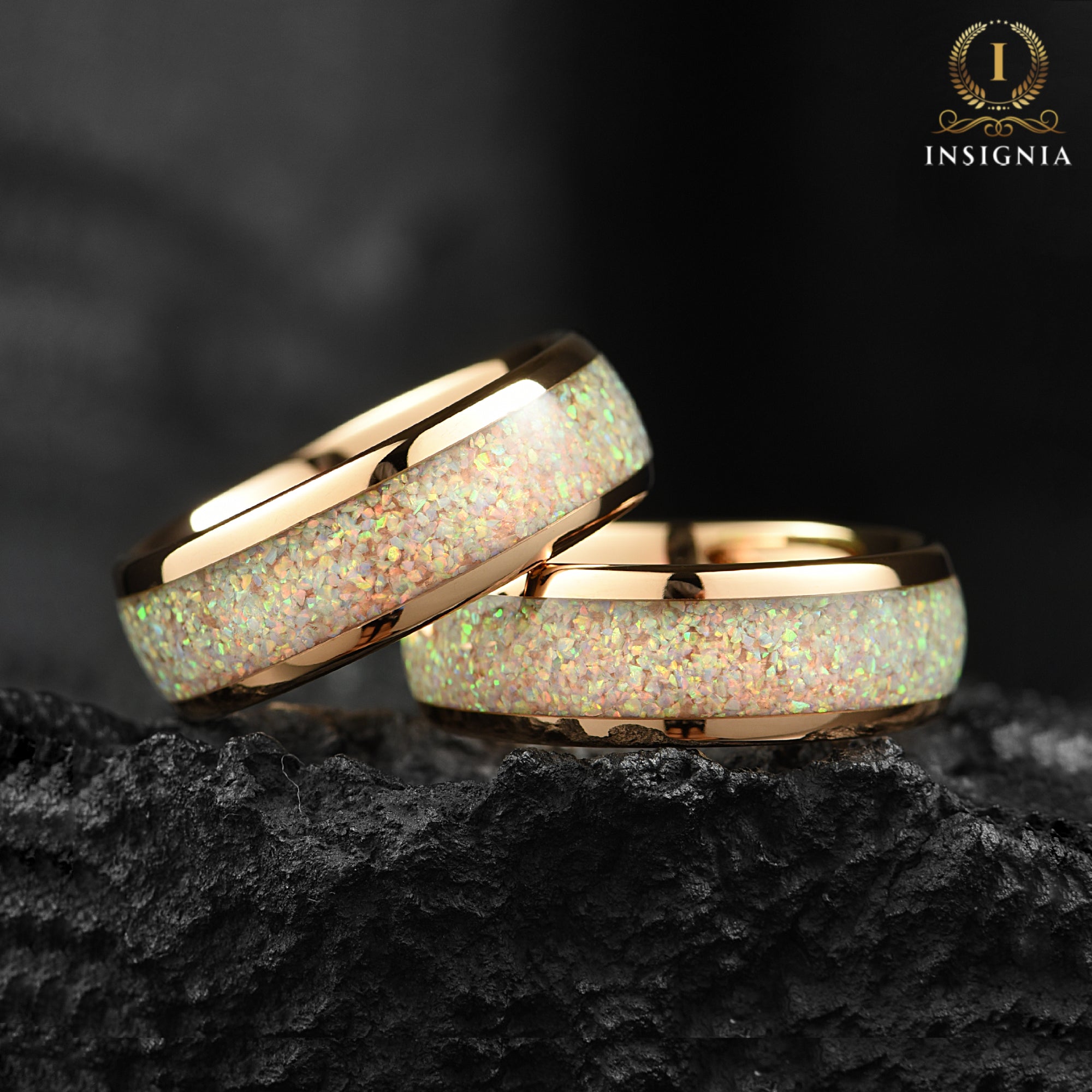 Opal Ring Mens Tungsten Angle View