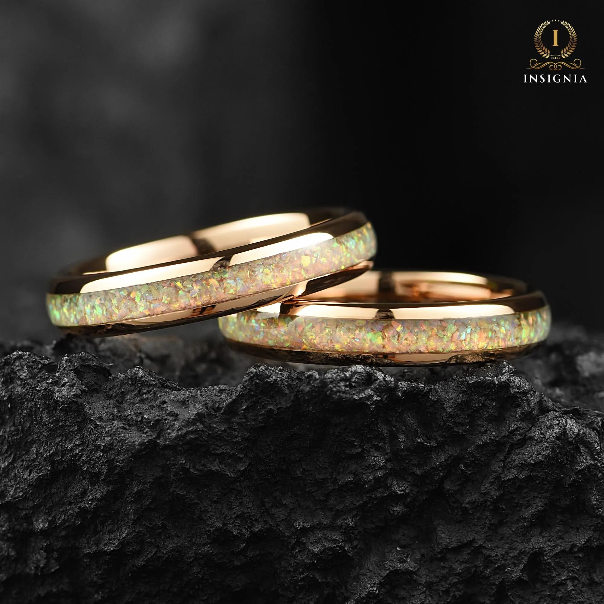 Opal Rings For Women Rose Gold Angle View