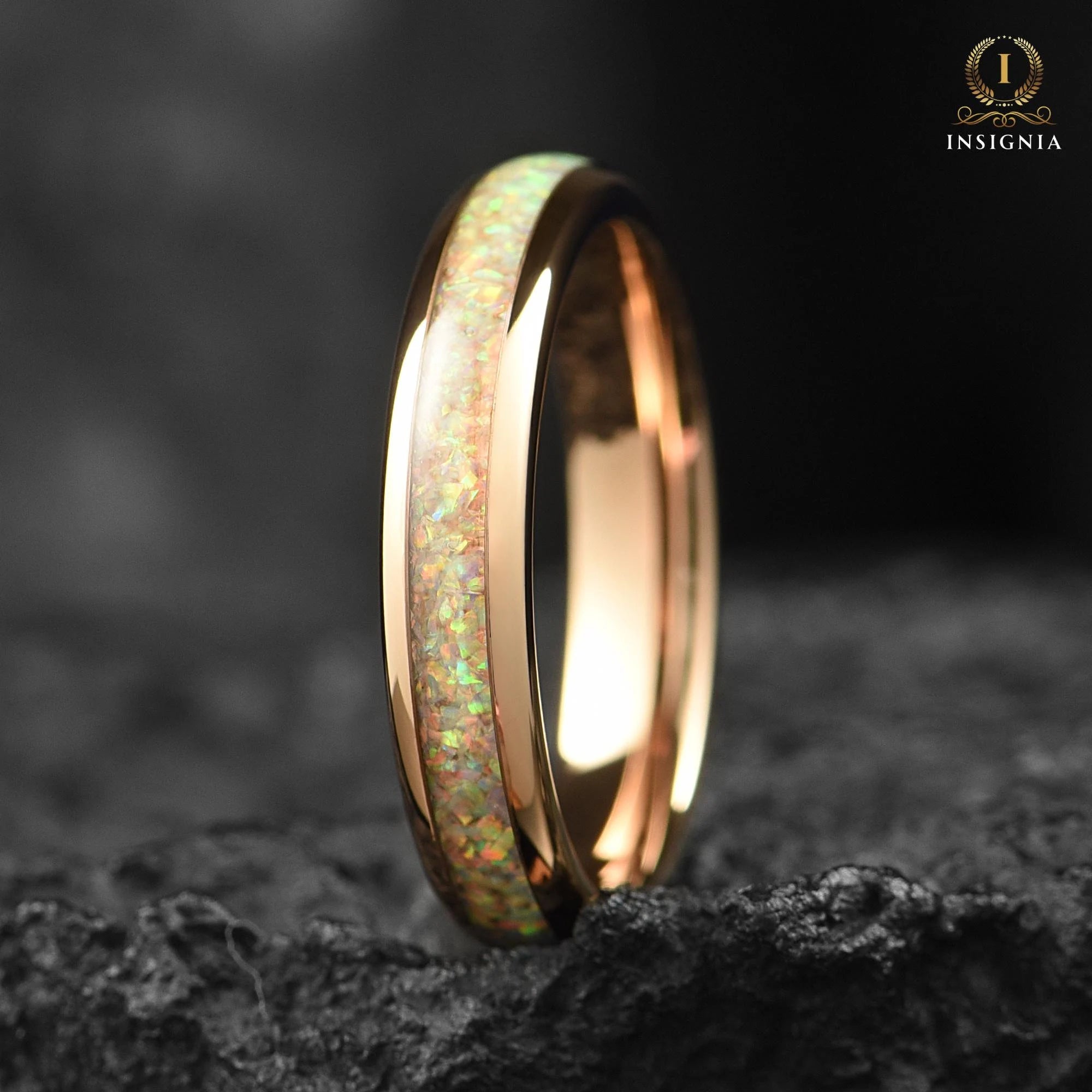 Opal Rings For Women Rose Gold Top View