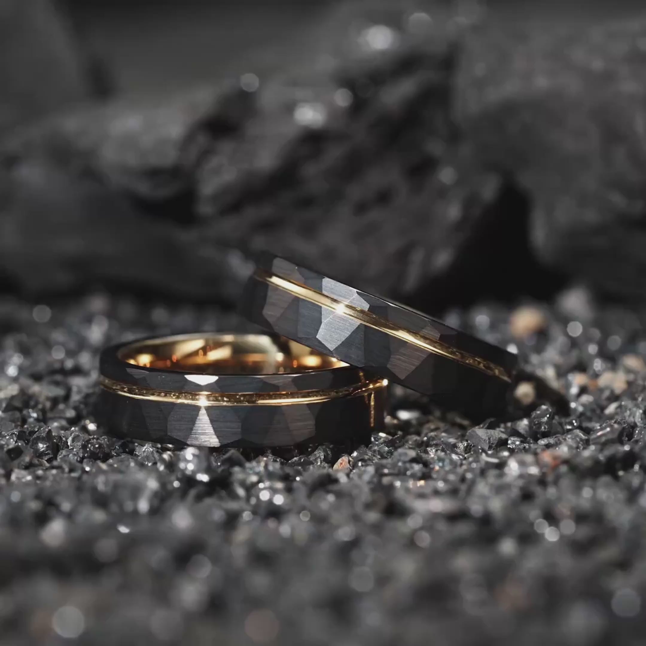 Video Of Gold Wedding Band Black Tungsten