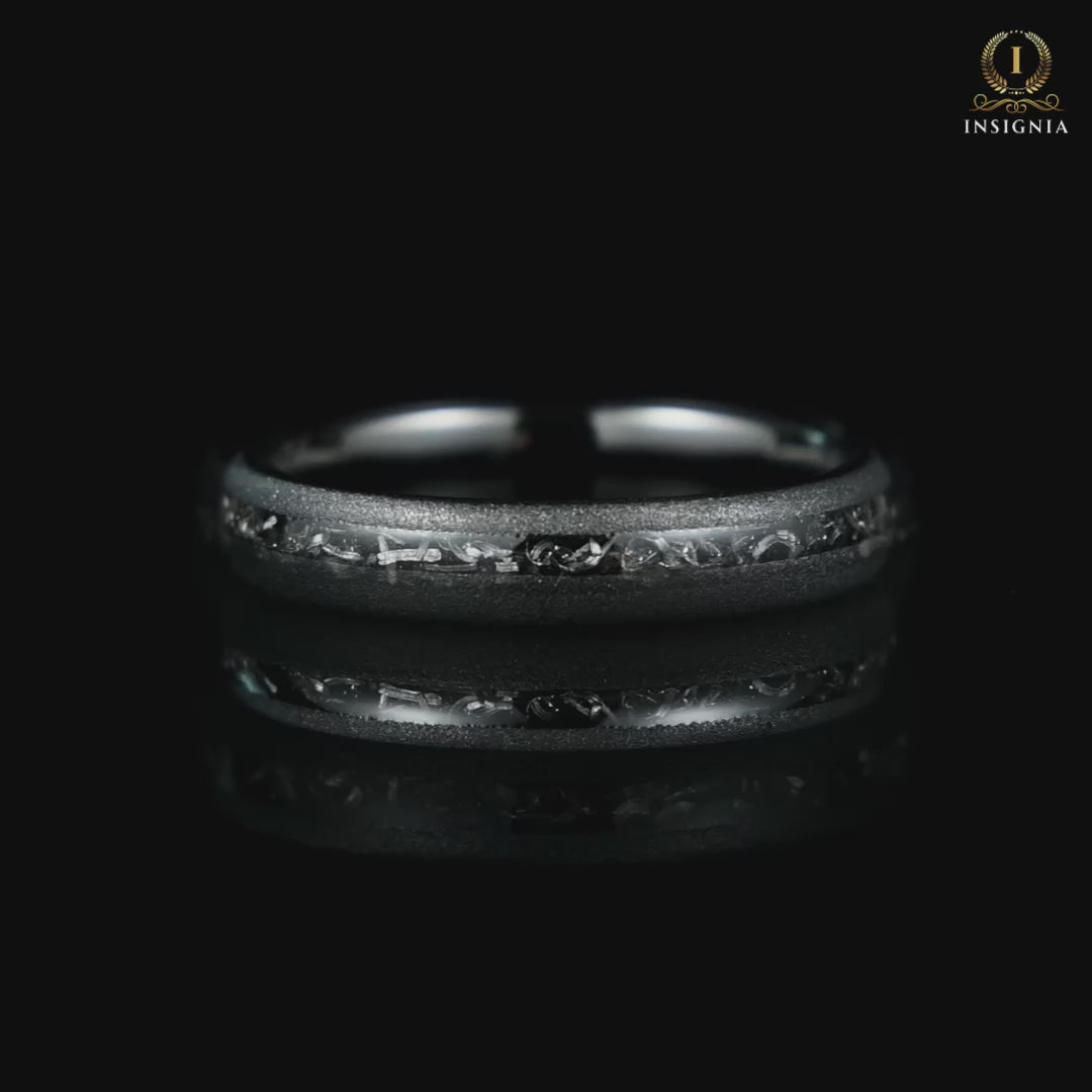 Womens Wedding Band with Meteorite Video