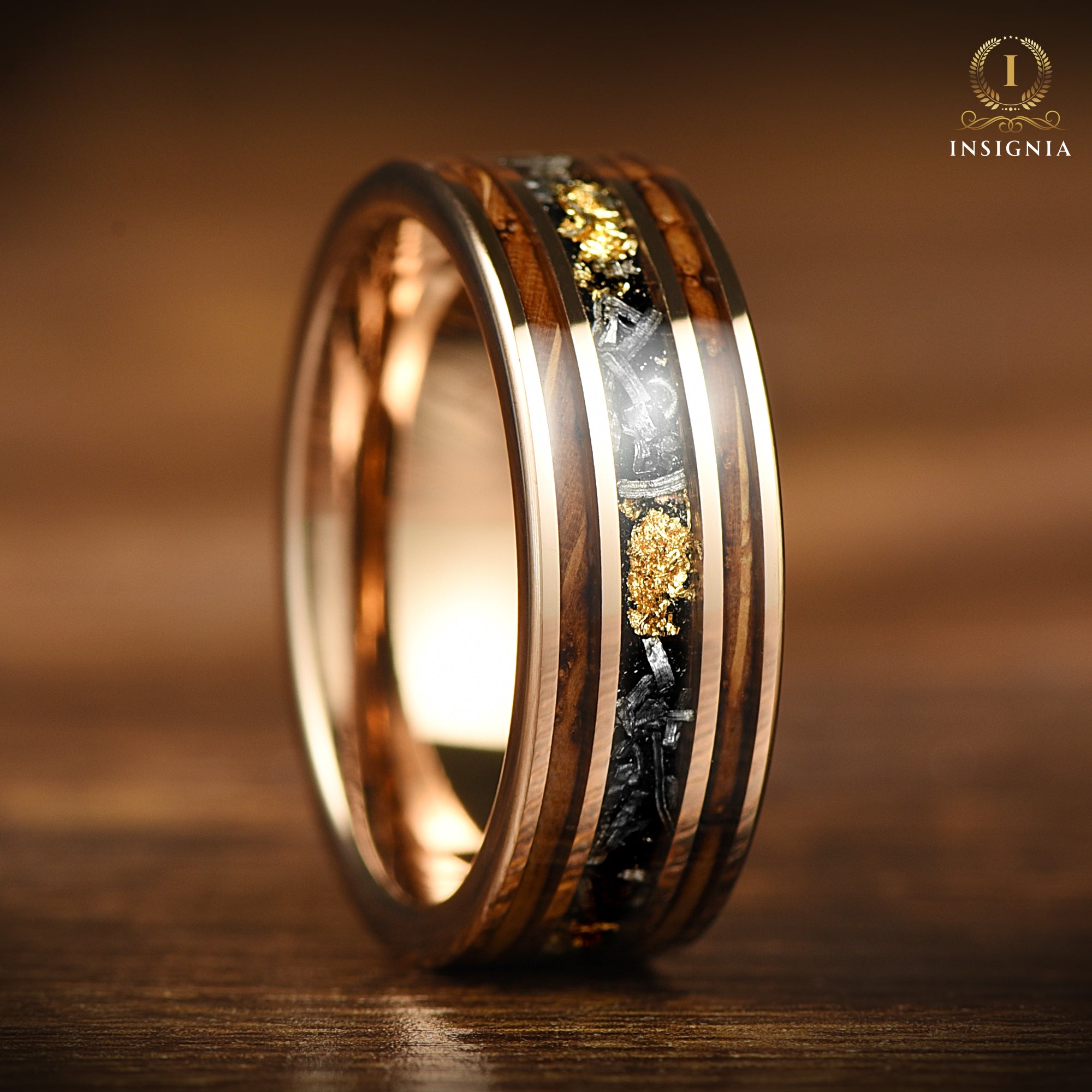 Rose Gold Wedding Band Meteorite Right View