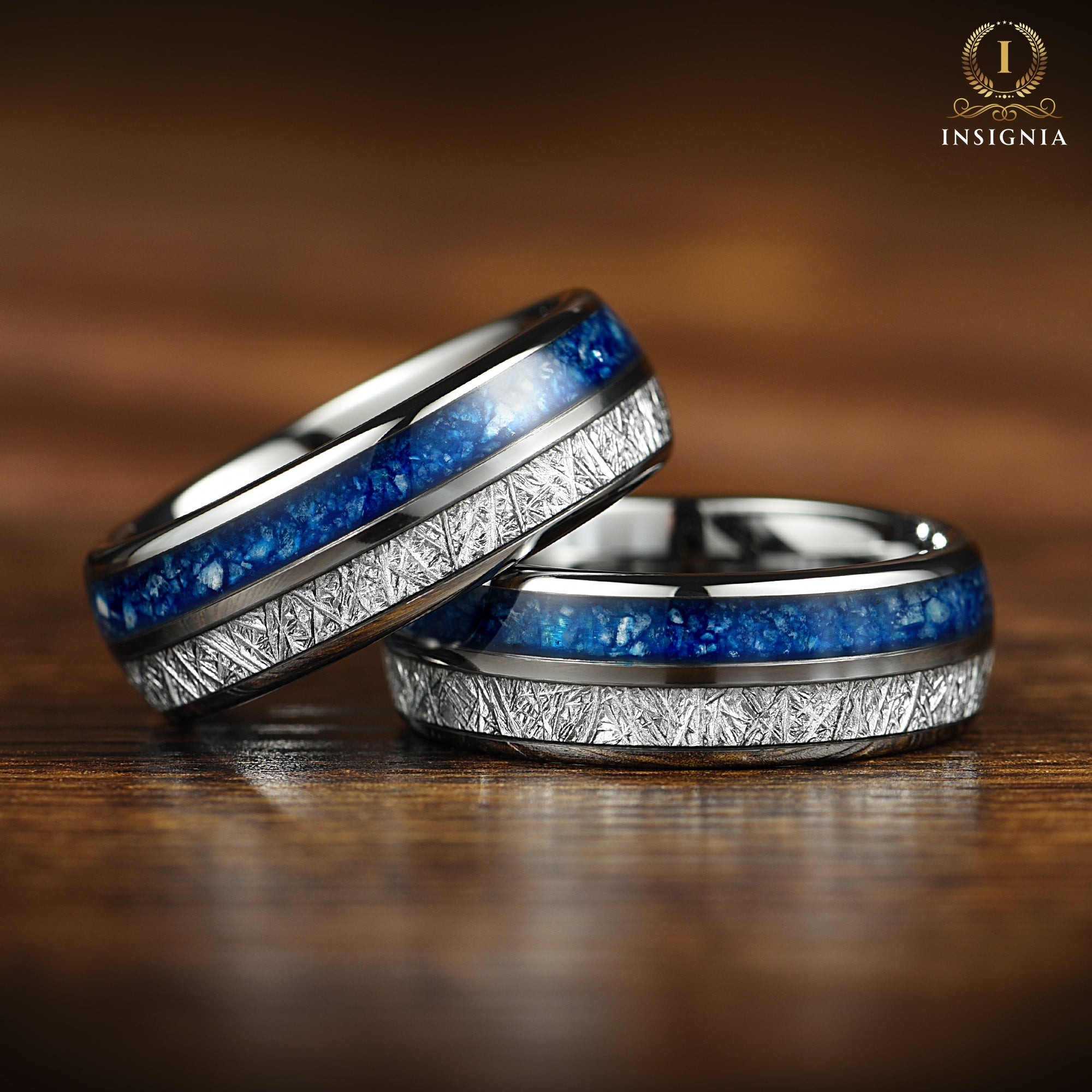 Silver Rings For Men Meteorite Angle View
