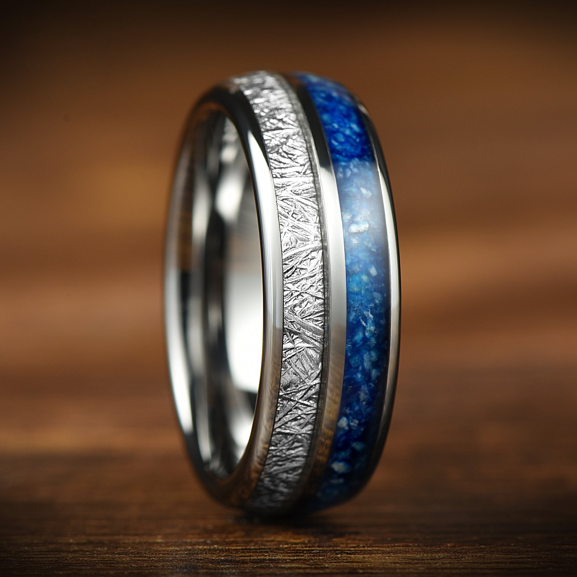 Silver Rings For Men Meteorite Profile View
