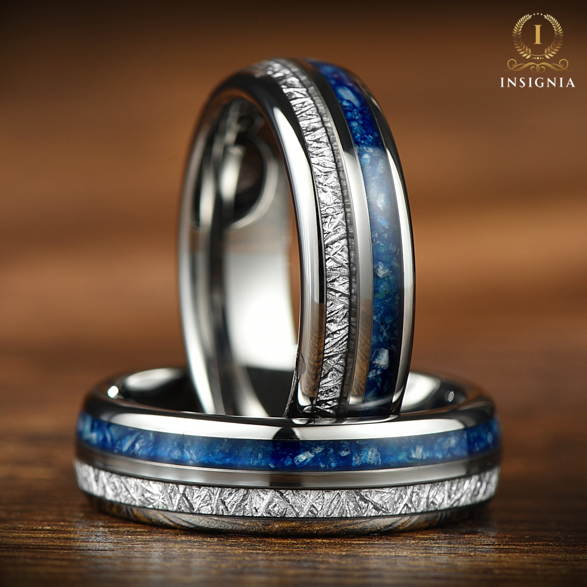 Silver Wedding Band Rings Tungsten Profile View