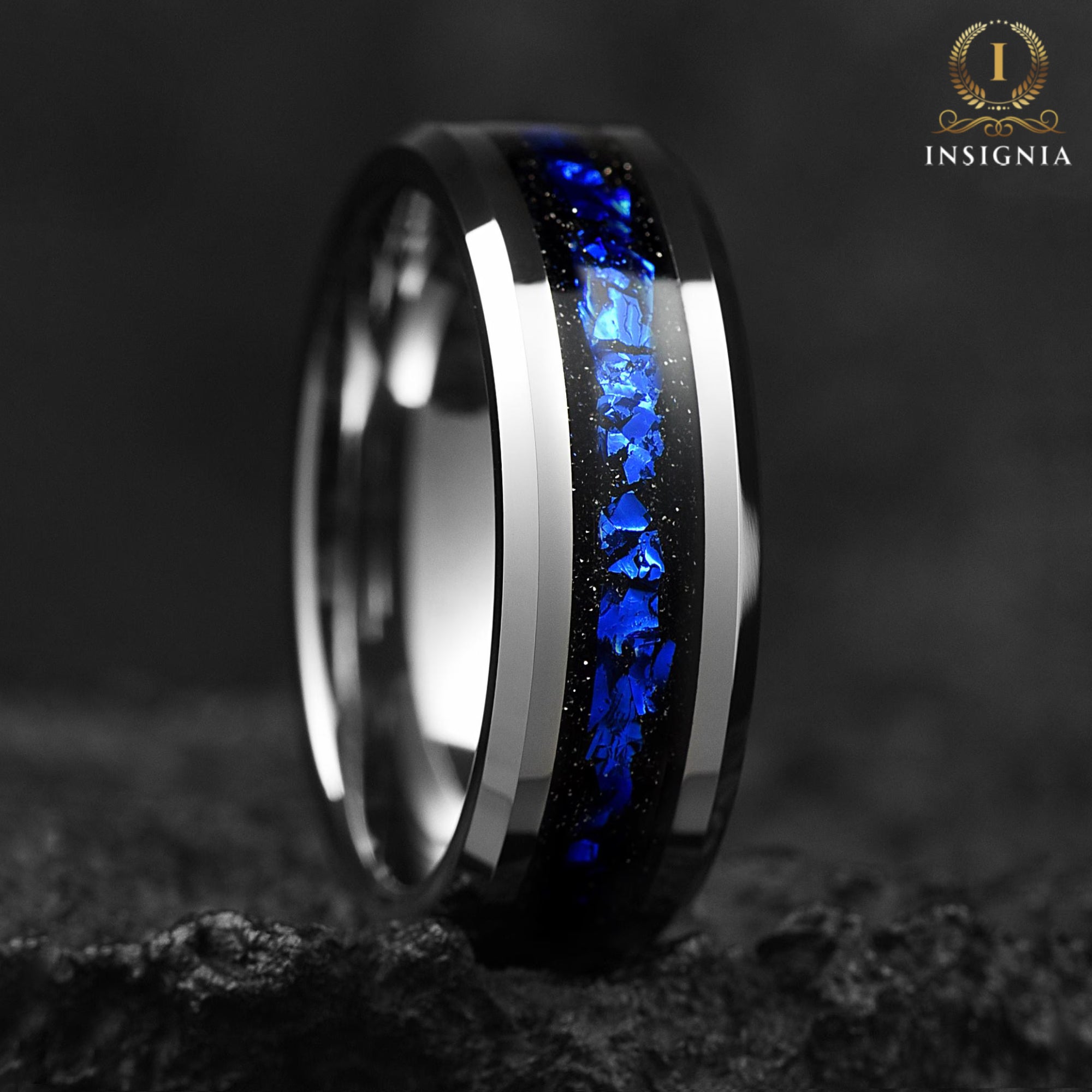 Silver Wedding Bands Him Tungsten Close Up View