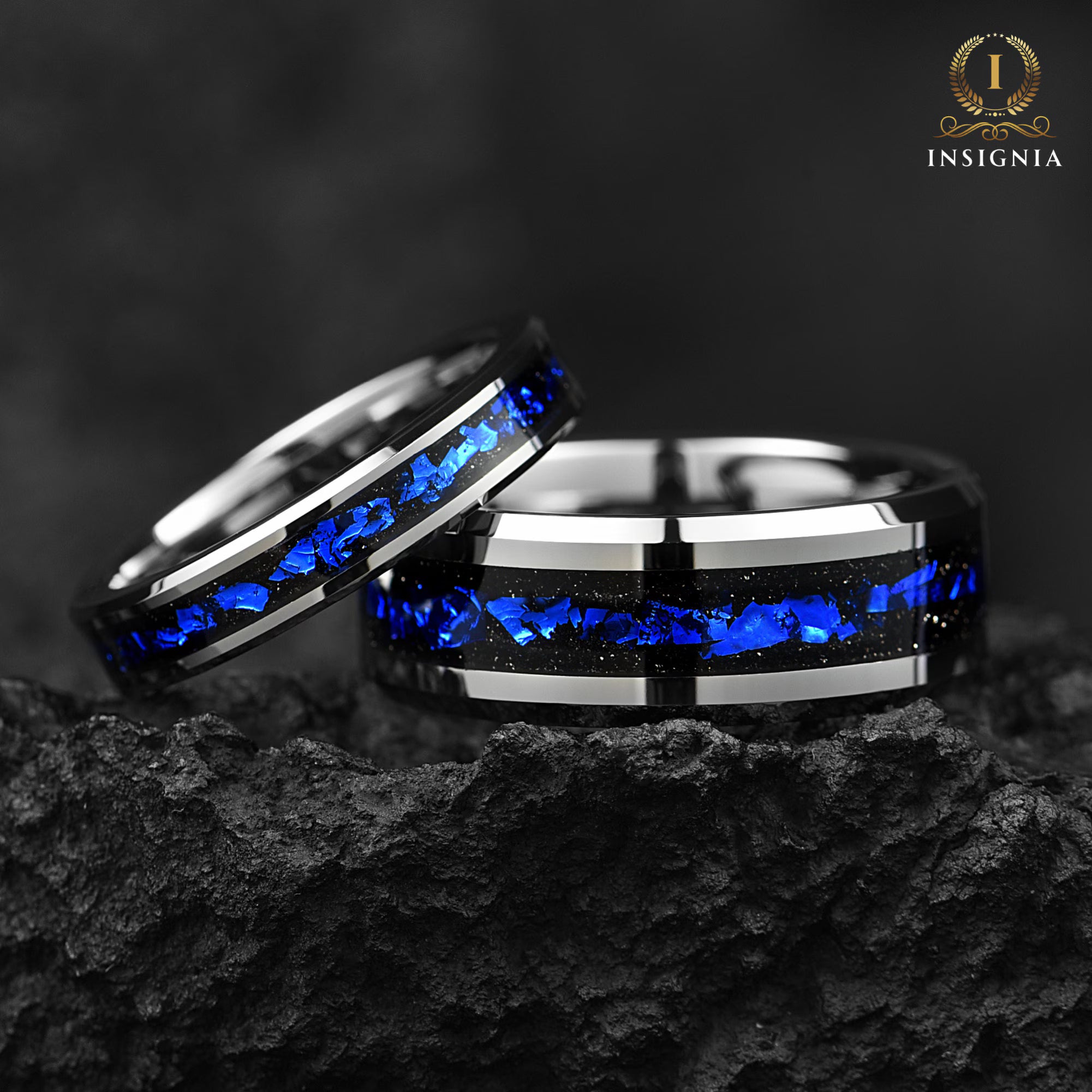 Silver Wedding Bands Him Tungsten Couple View