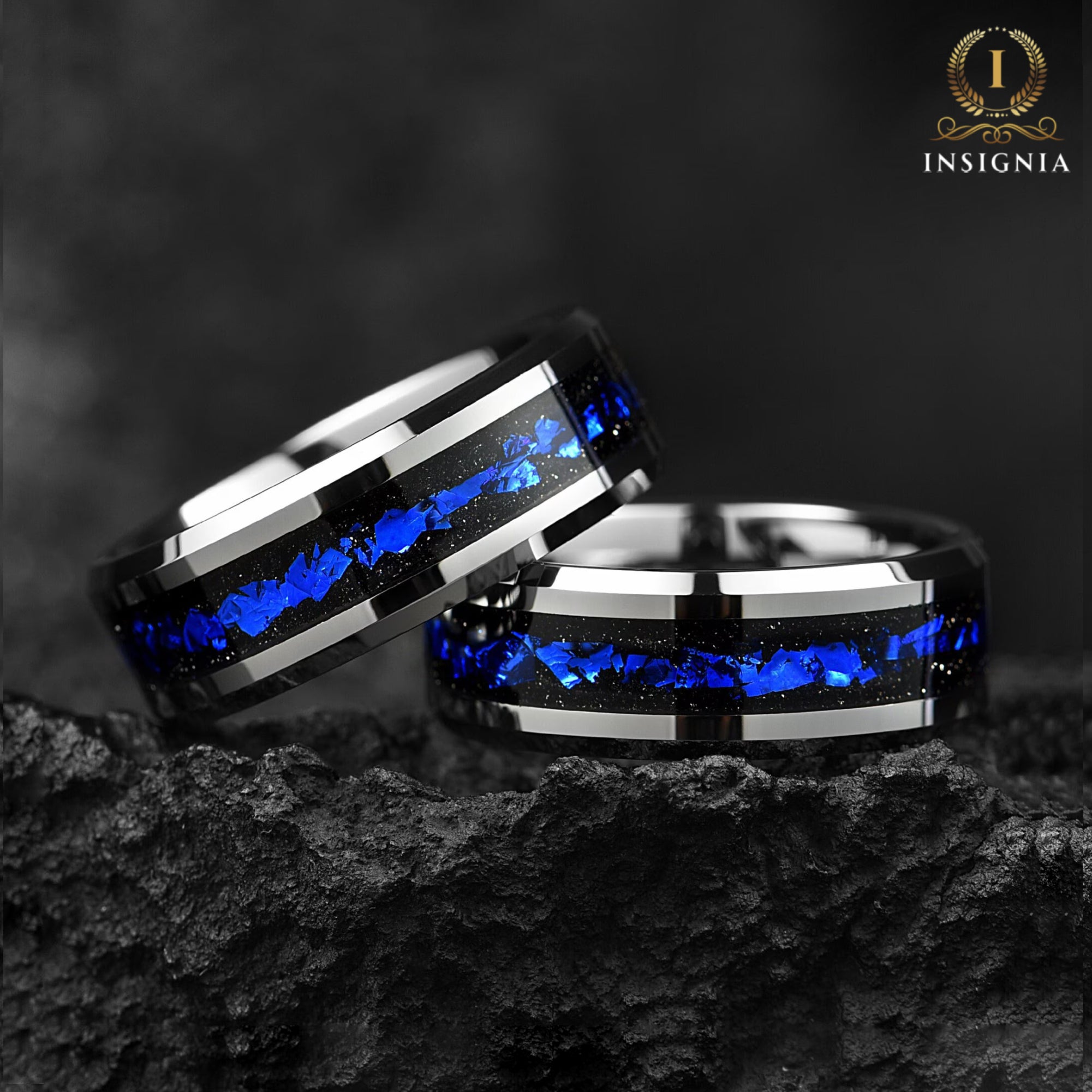 Silver Wedding Bands Him Tungsten Horizontal View