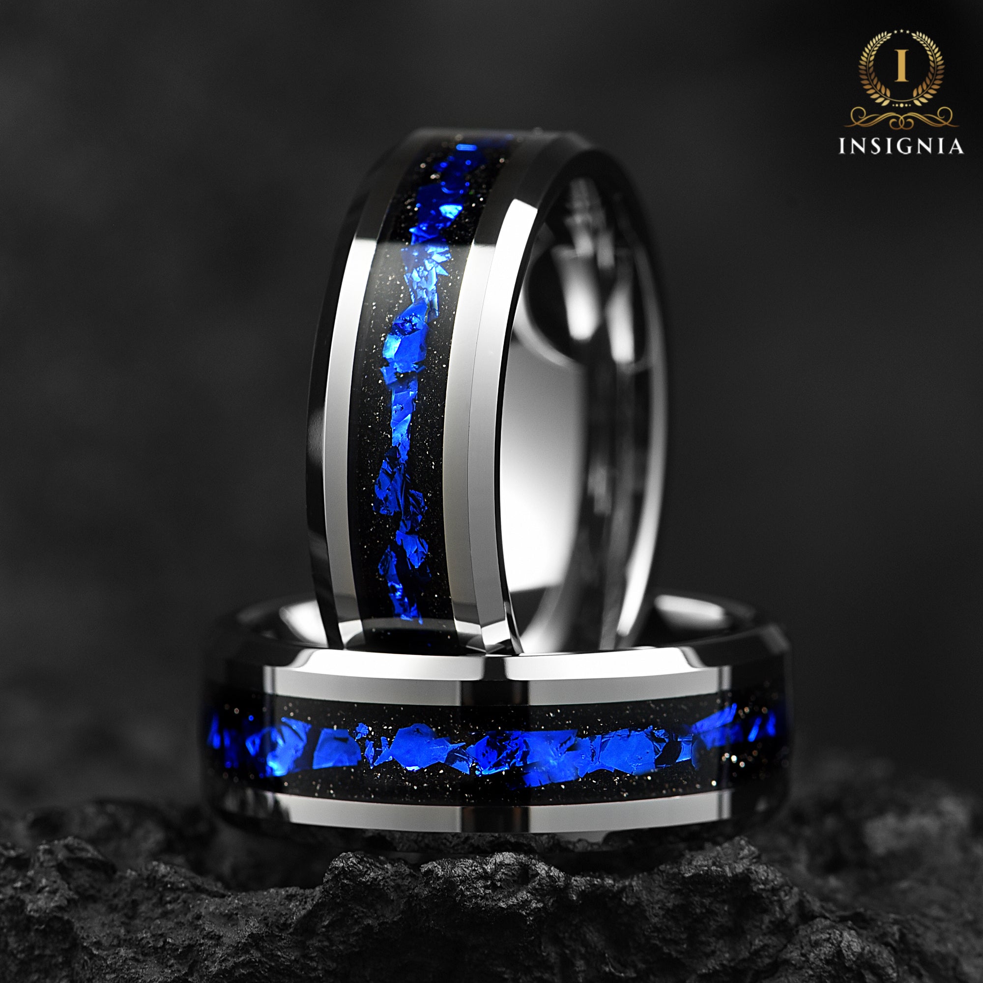 Silver Wedding Bands Him Tungsten Left View