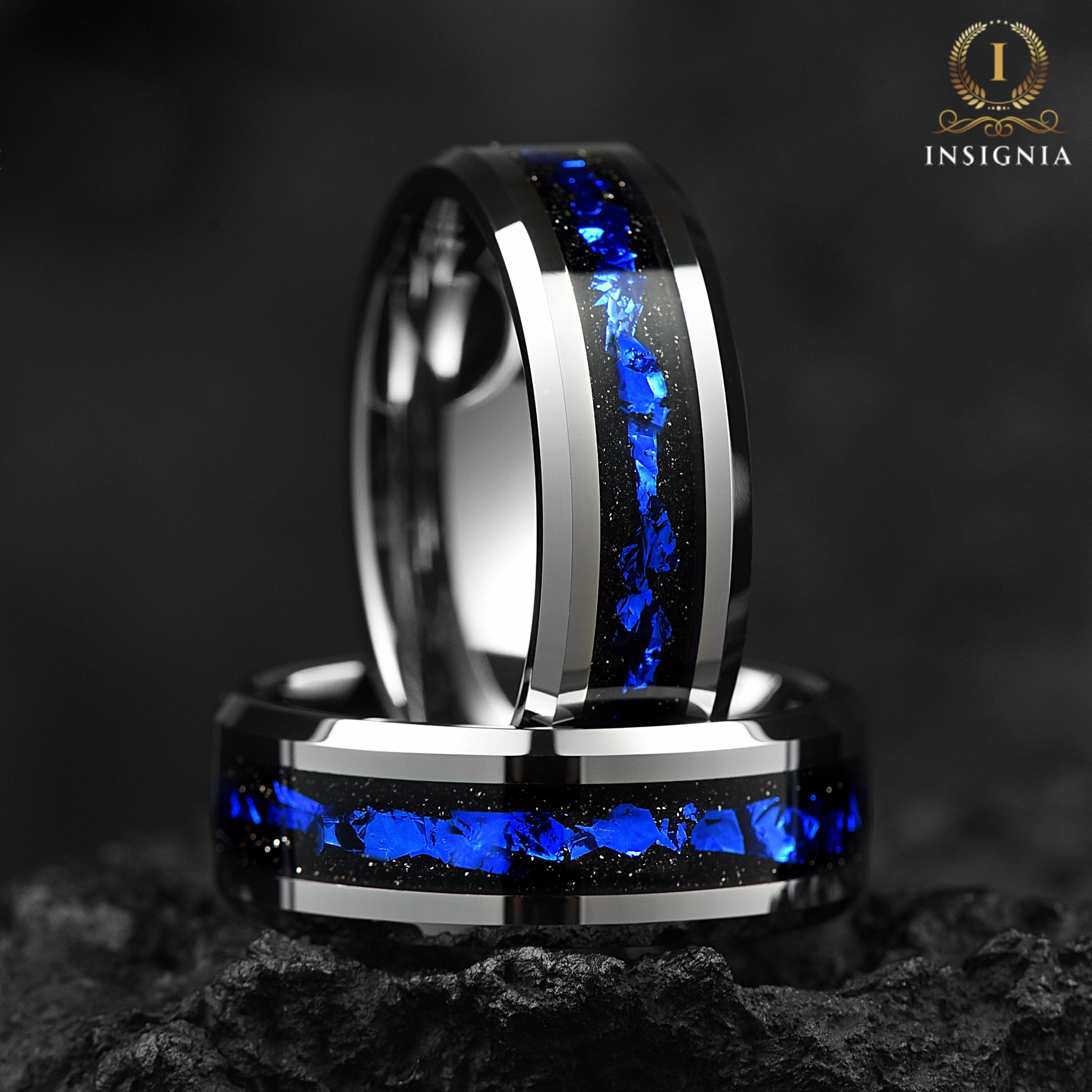 Silver Wedding Bands Him Tungsten Top View