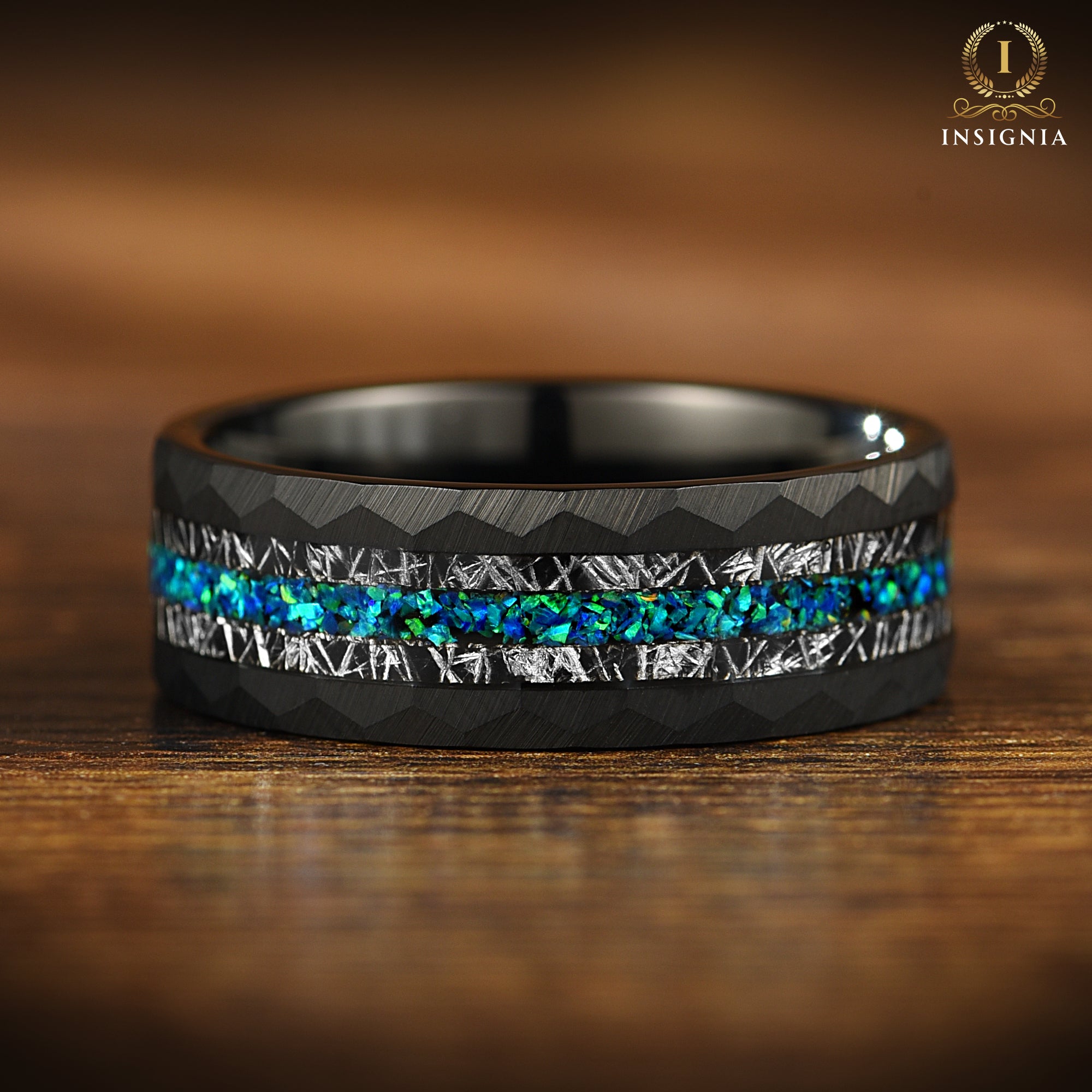 Tungsten Male Wedding Rings Meteorite Profile View