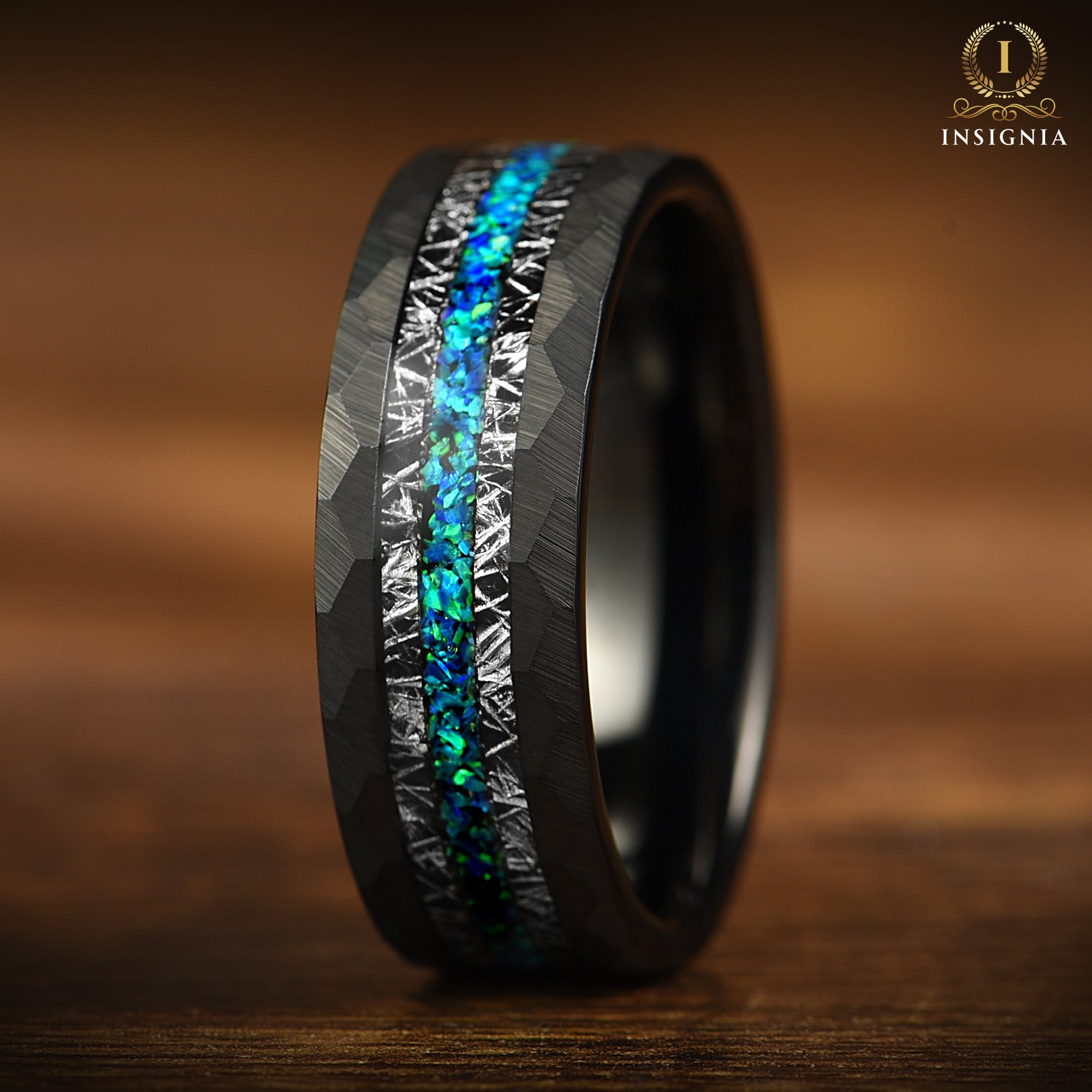 Tungsten Male Wedding Rings Meteorite Side View