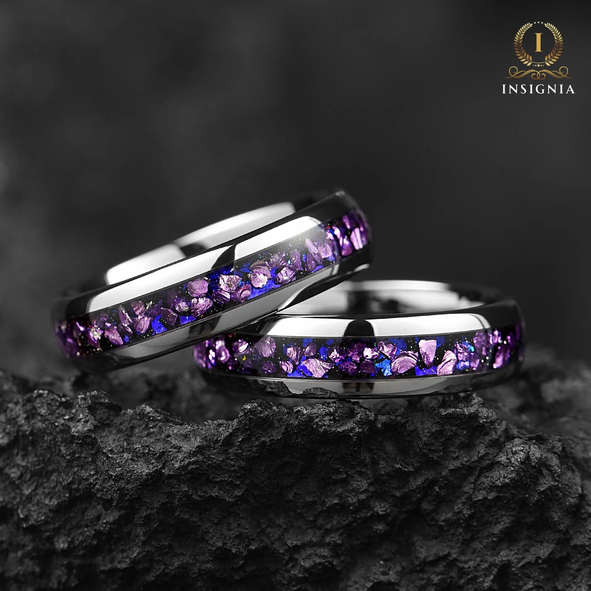 Tungsten Metal Rings Alexandrite Angle View