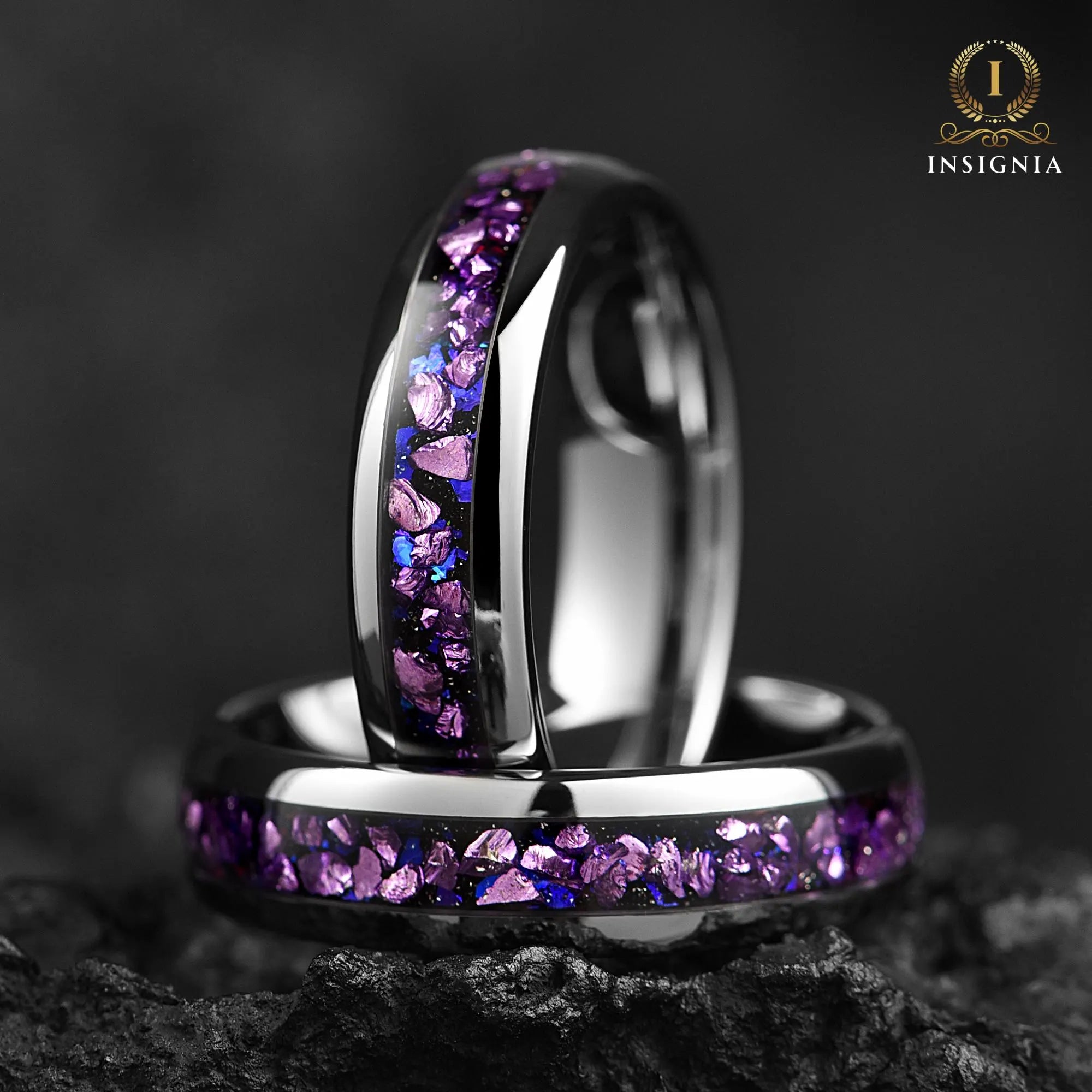 Tungsten Metal Rings Alexandrite Main View