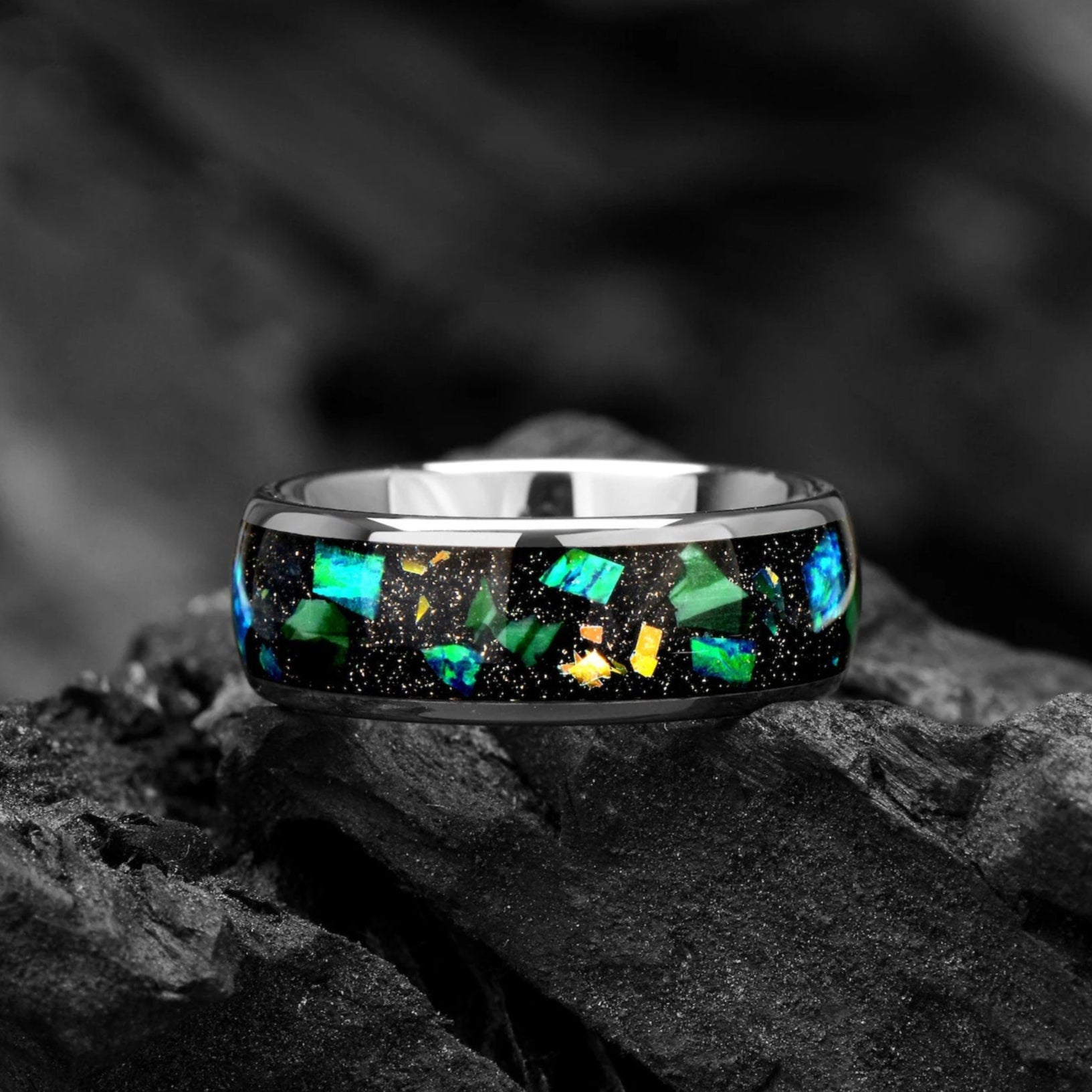 Tungsten Rings For Men Galaxy Angle View