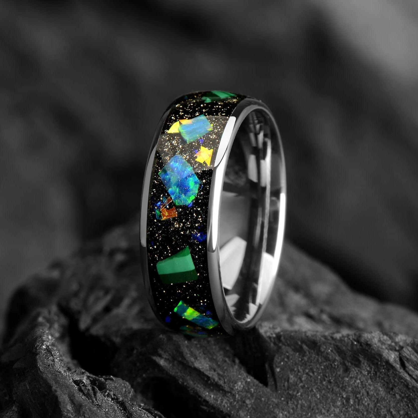 Tungsten Rings For Men Galaxy Side View