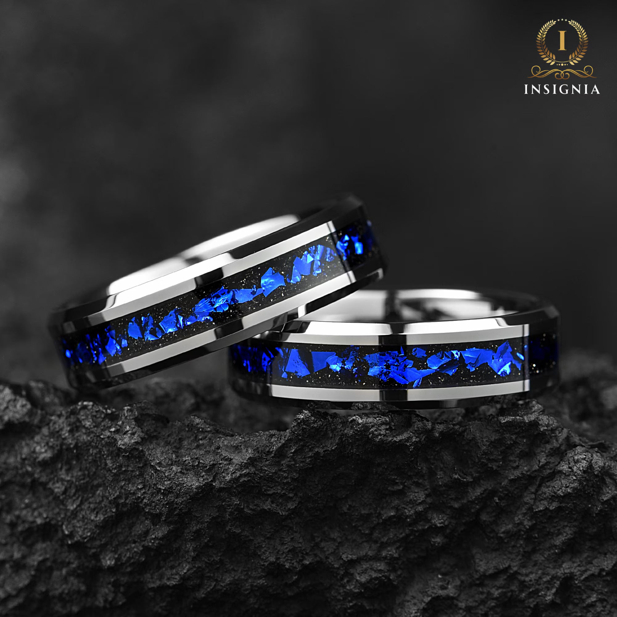 Tungsten Wedding Bands Silver Galaxy Angle View