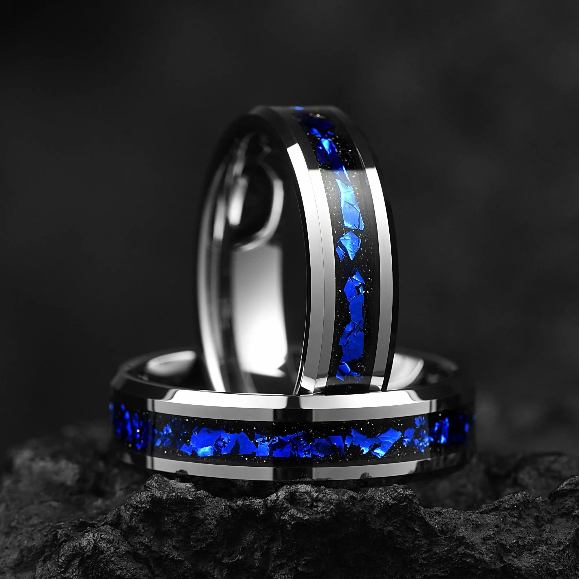 Tungsten Wedding Bands Silver Galaxy Main View