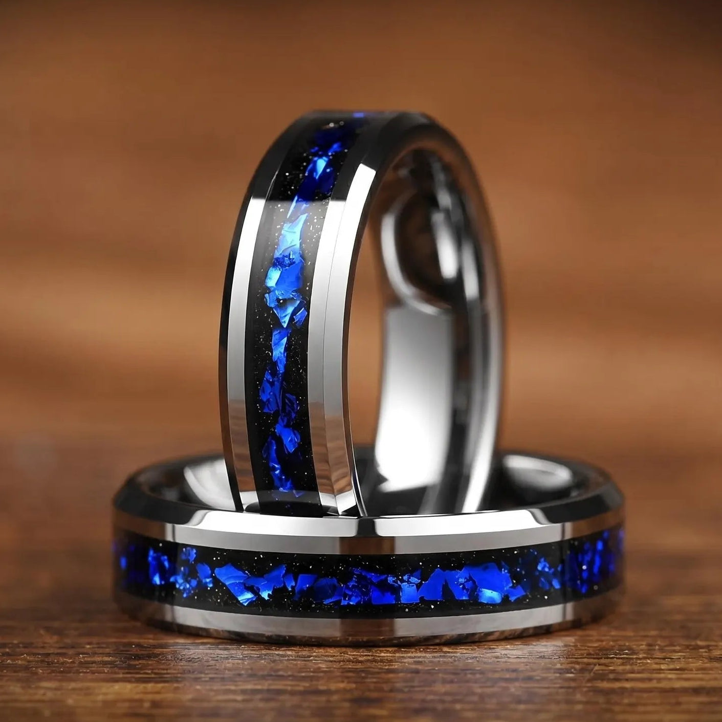 Tungsten Wedding Bands Silver Galaxy Main View