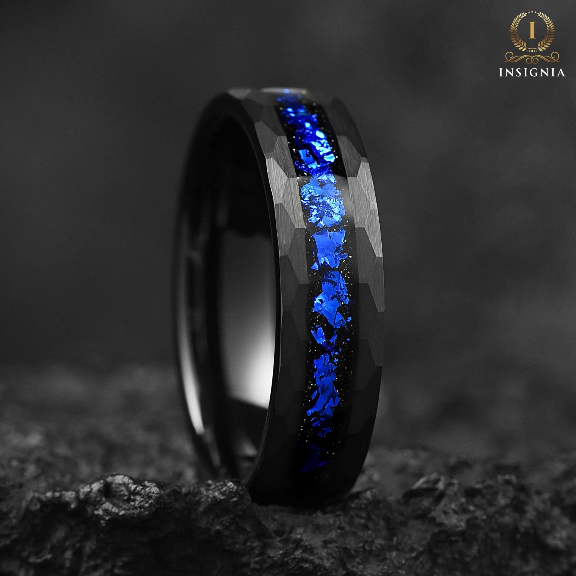 Unusual Wedding Rings Tungsten Hammered View