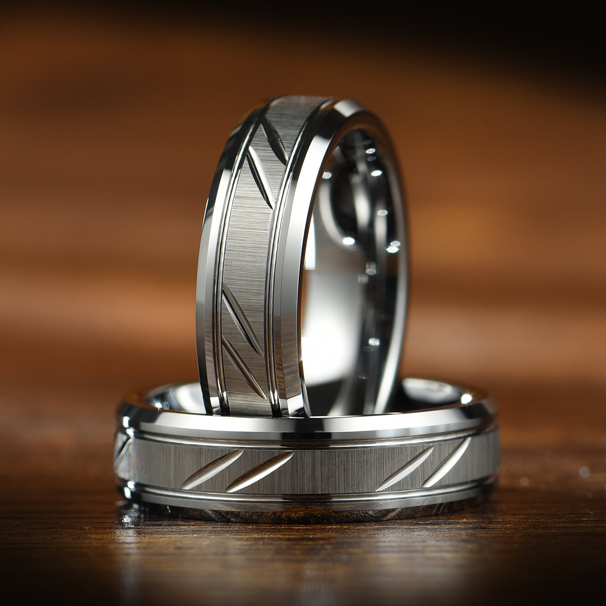 Wedding Band Ring Silver Tungsten Main View