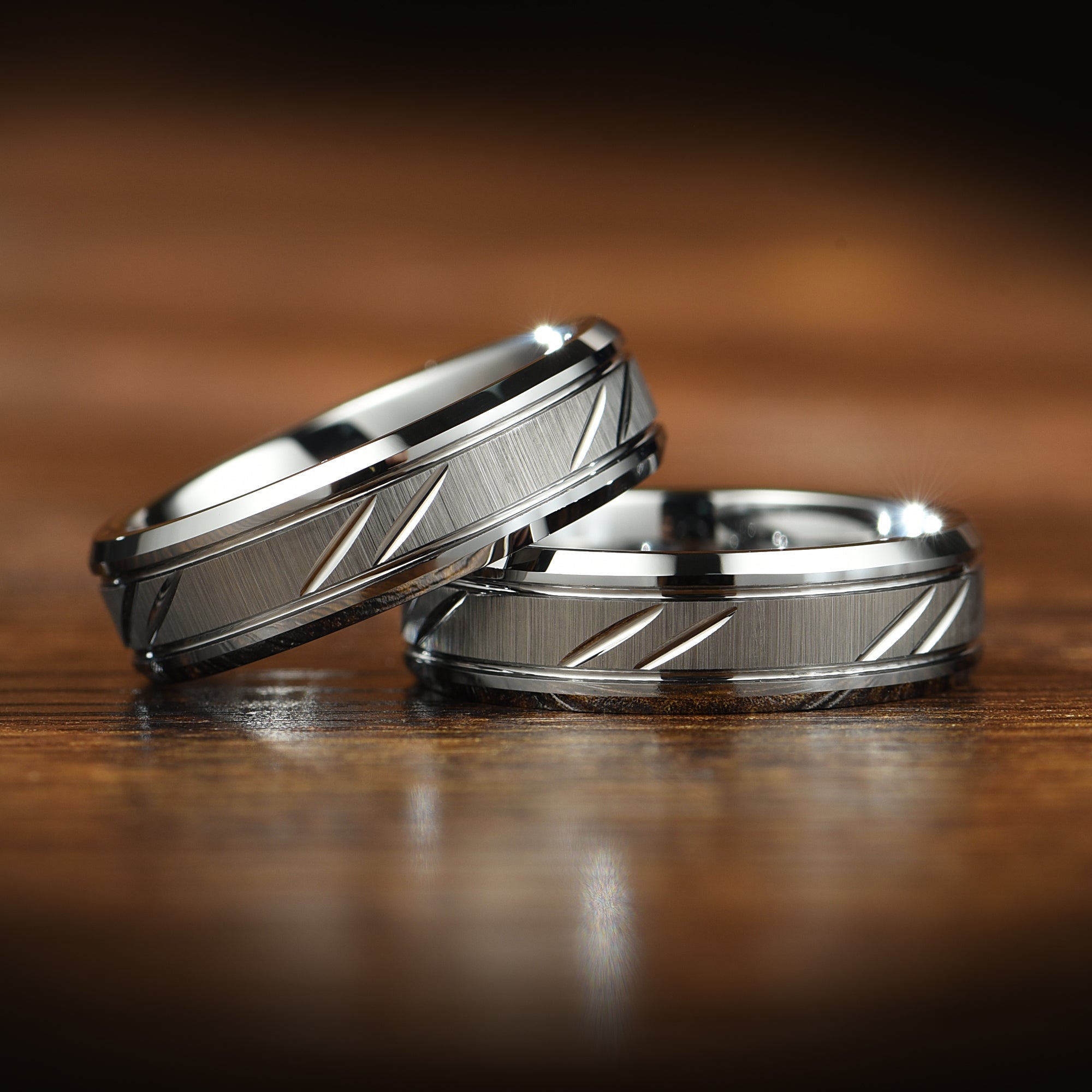 Wedding Band Ring Silver Tungsten Top View