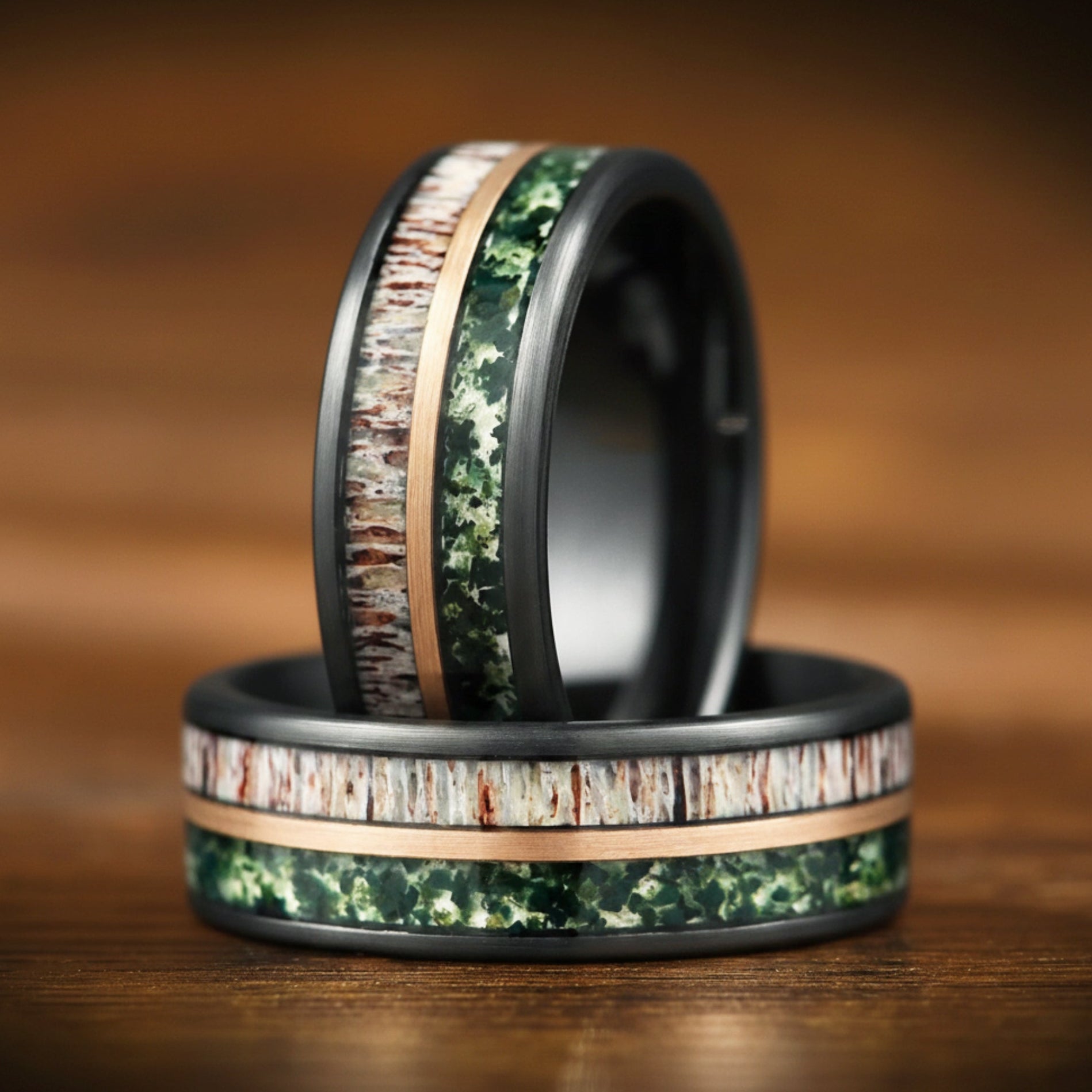 Wedding Bands For Him Moss Agate Front View