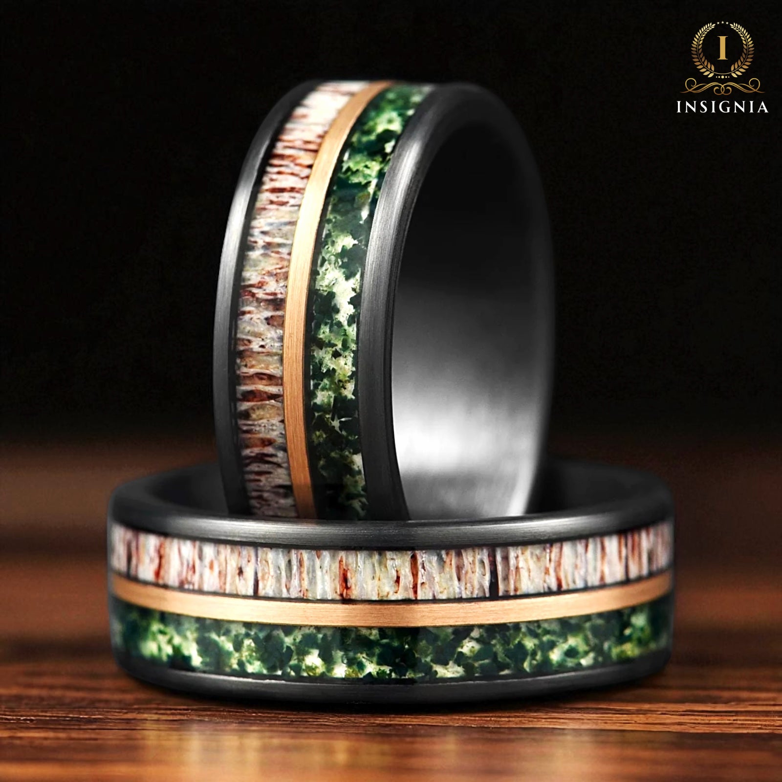Wedding Bands For Him Moss Agate Main View