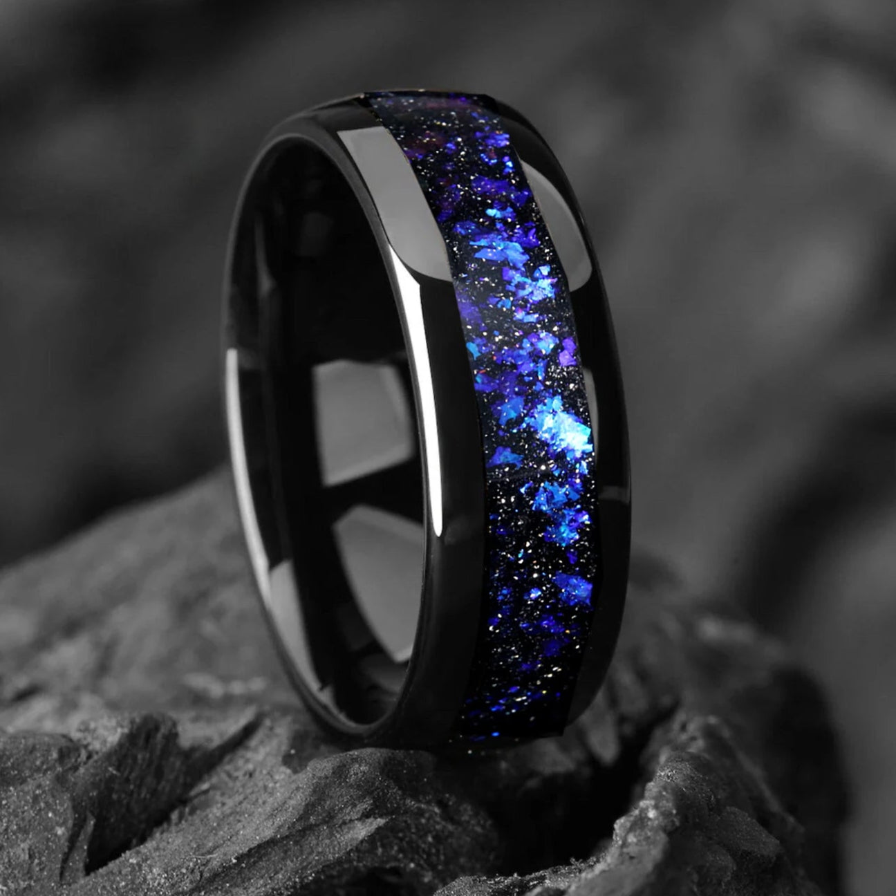 Wedding Bands Men Sandstone Closeup View
