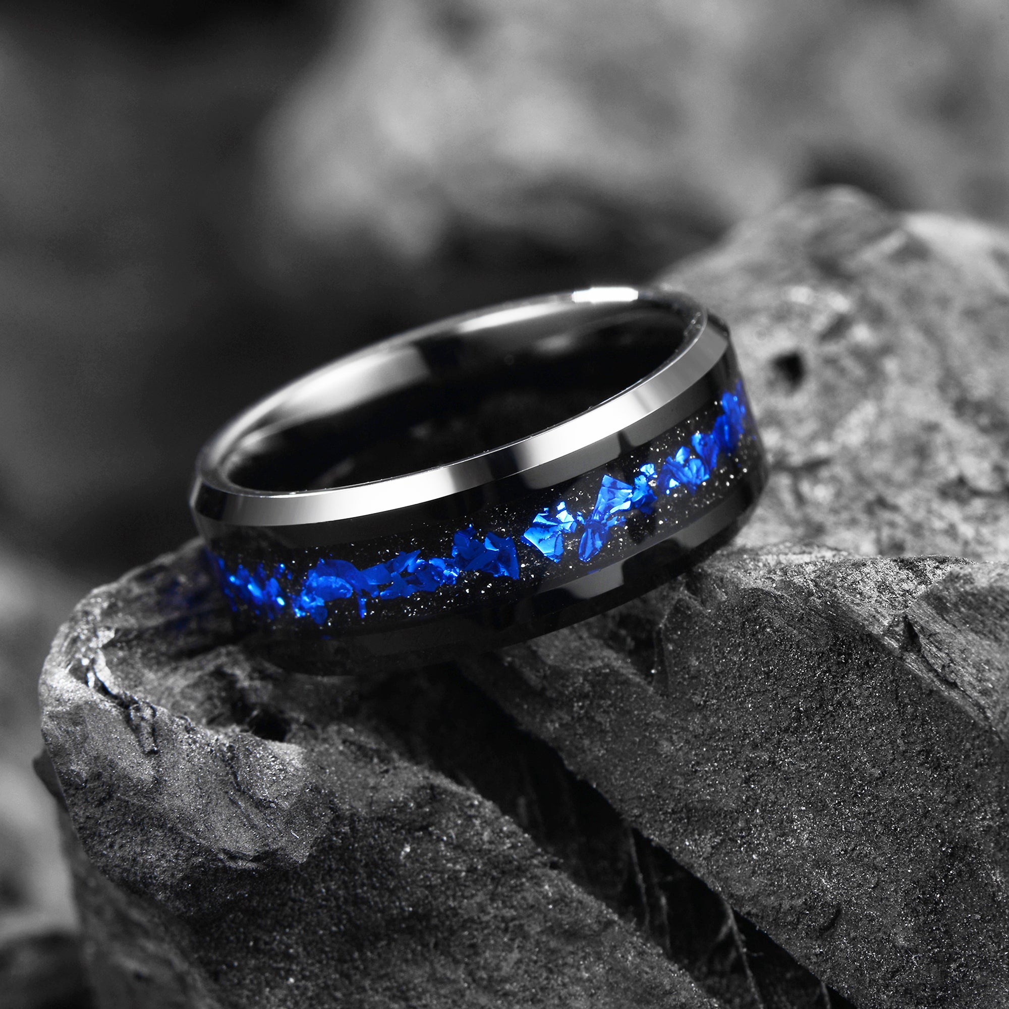 Personalised Wedding Ring Men Unique Galaxy Promise Ring