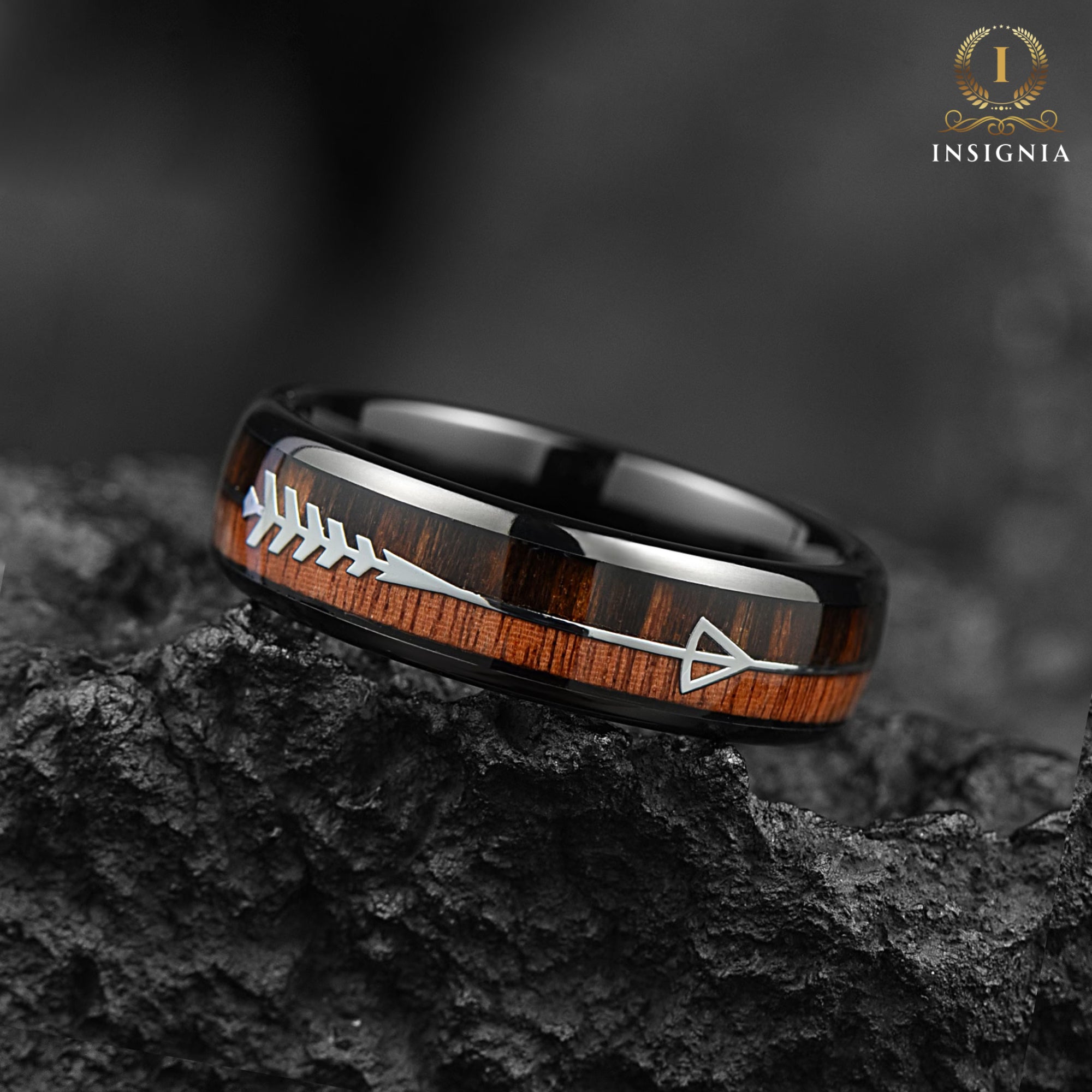 Wedding Ring Women Tungsten Black Close Up View