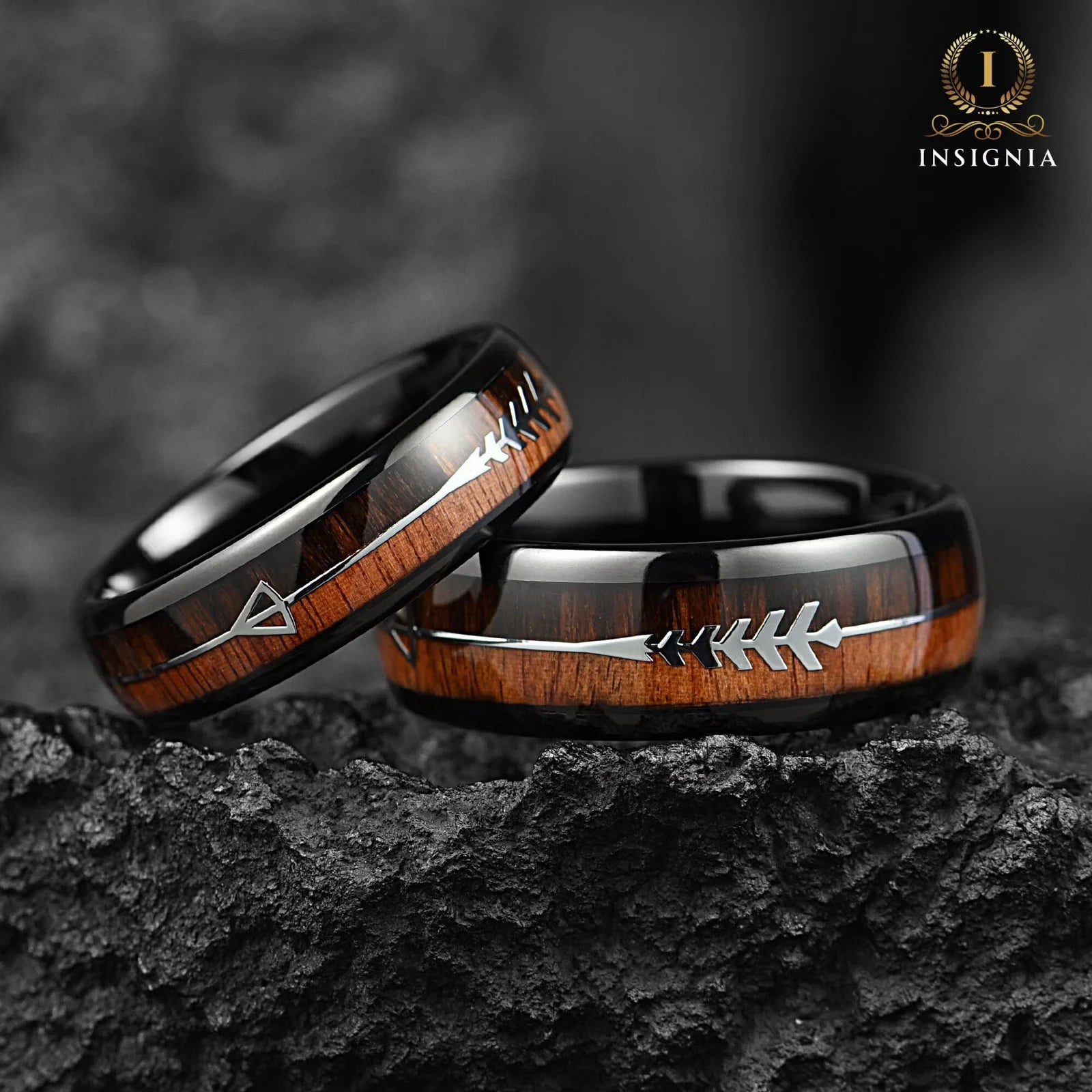 Wedding Ring Women Tungsten Black Couple View