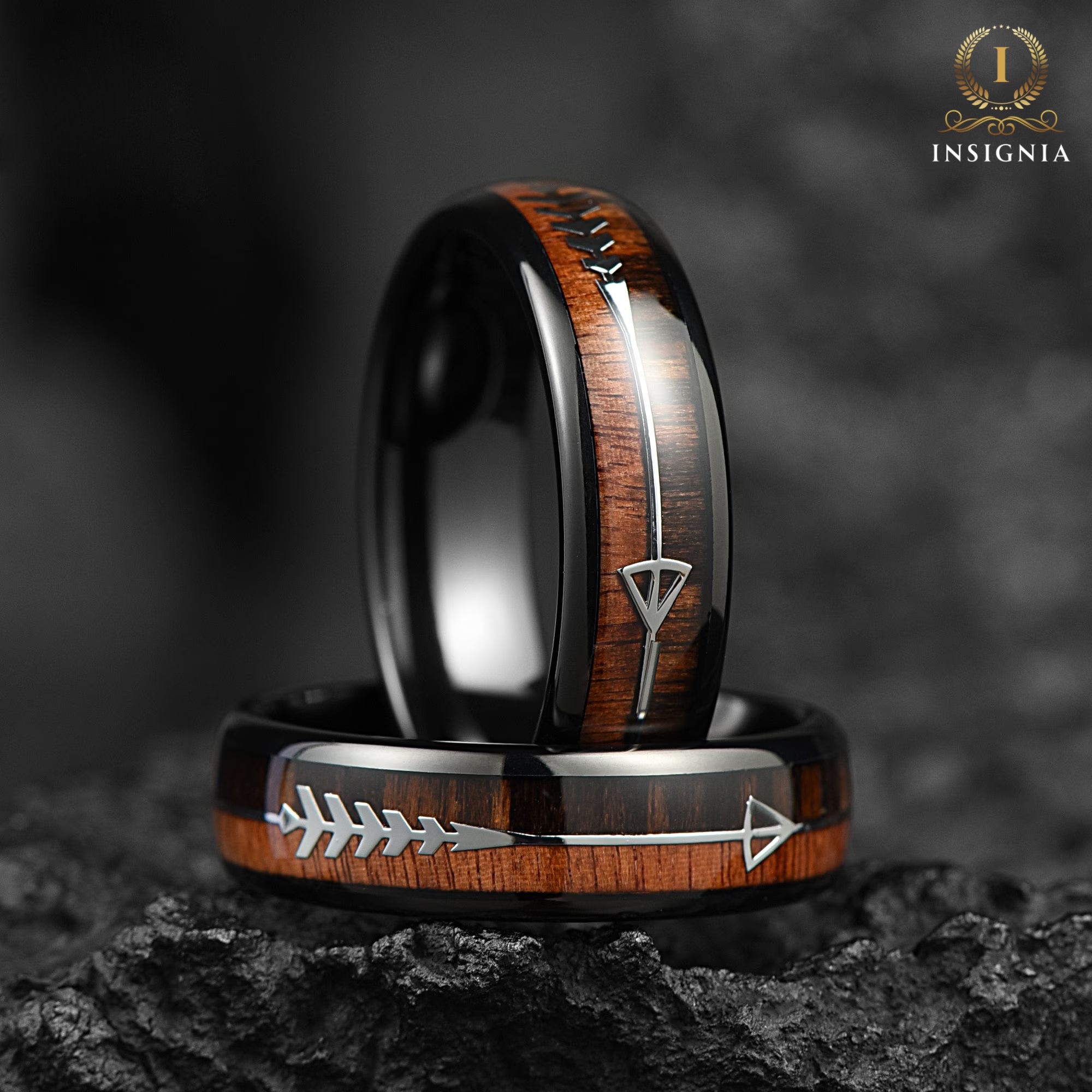 Wedding Ring Women Tungsten Black Nature View