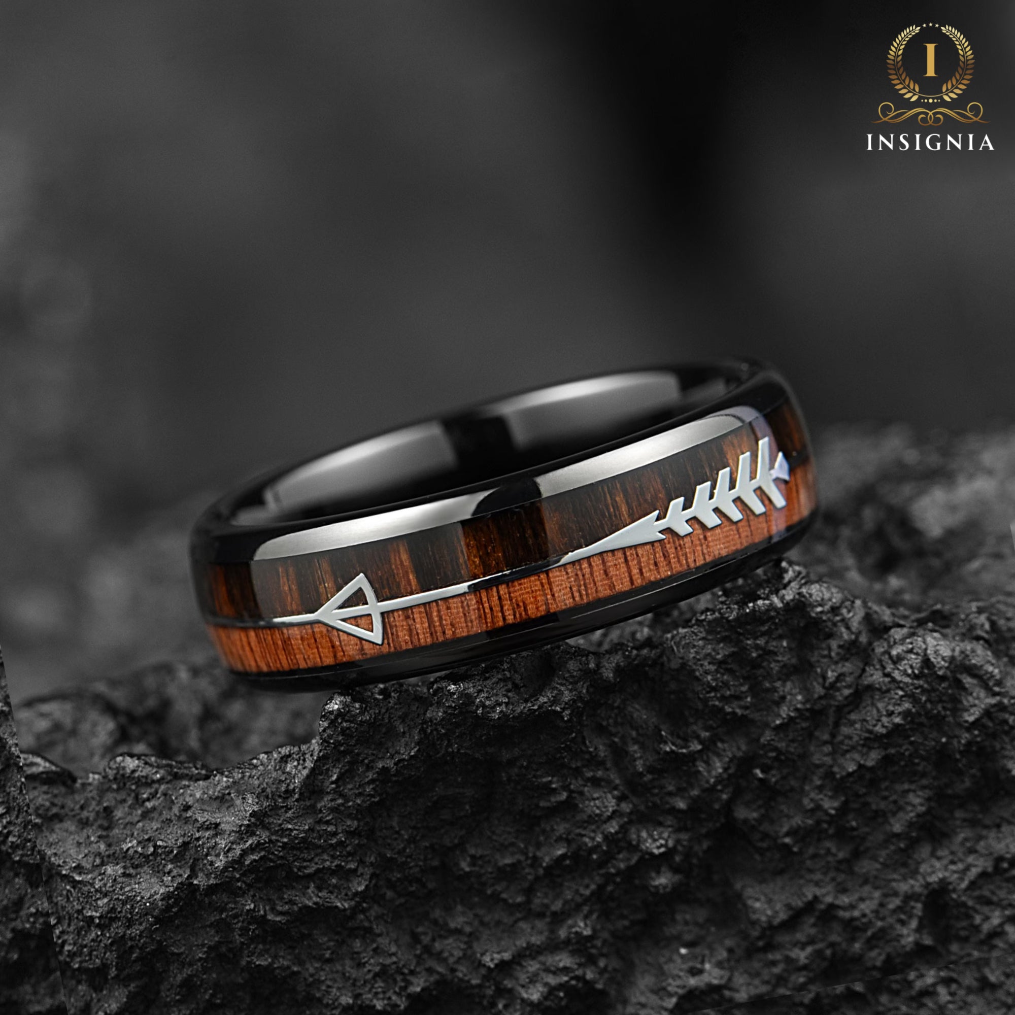 Wedding Ring Women Tungsten Black Side View