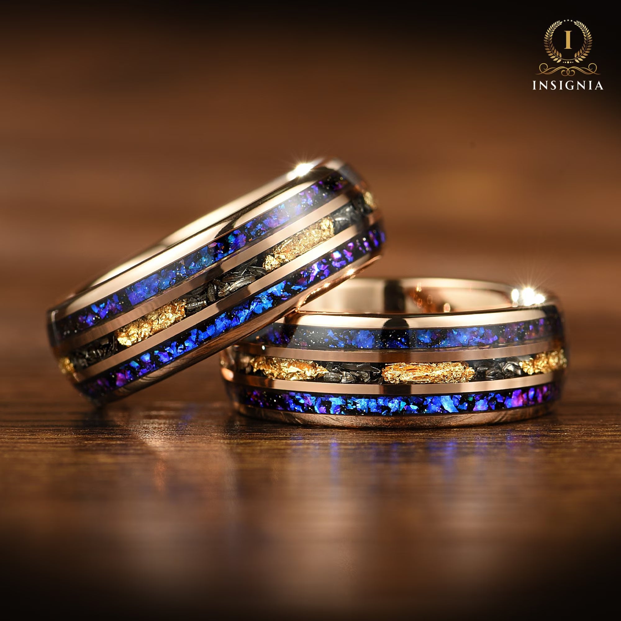 Wedding Rings Men Meteorite Orion Horizontal View