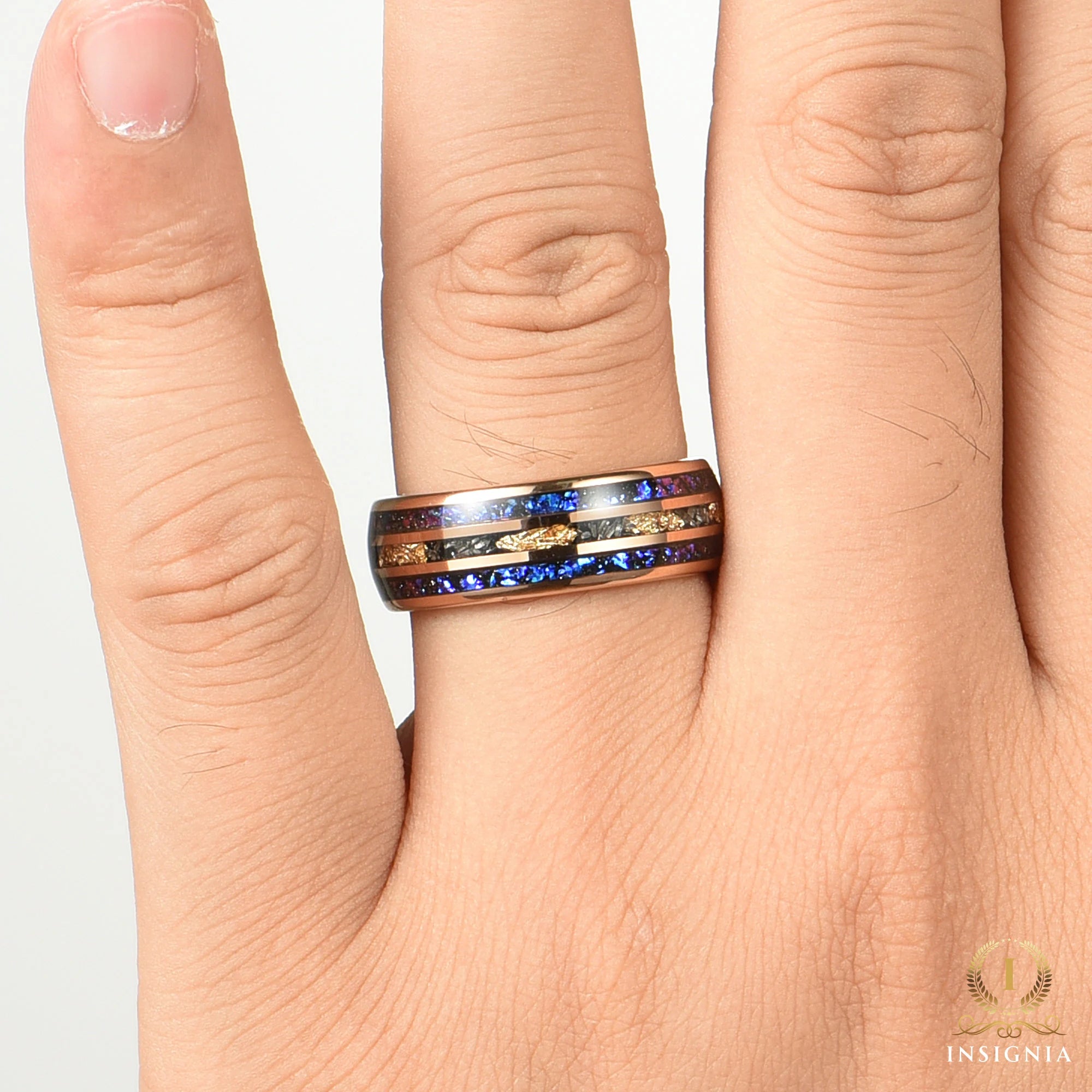 Wedding Rings Men Meteorite Orion Profile View