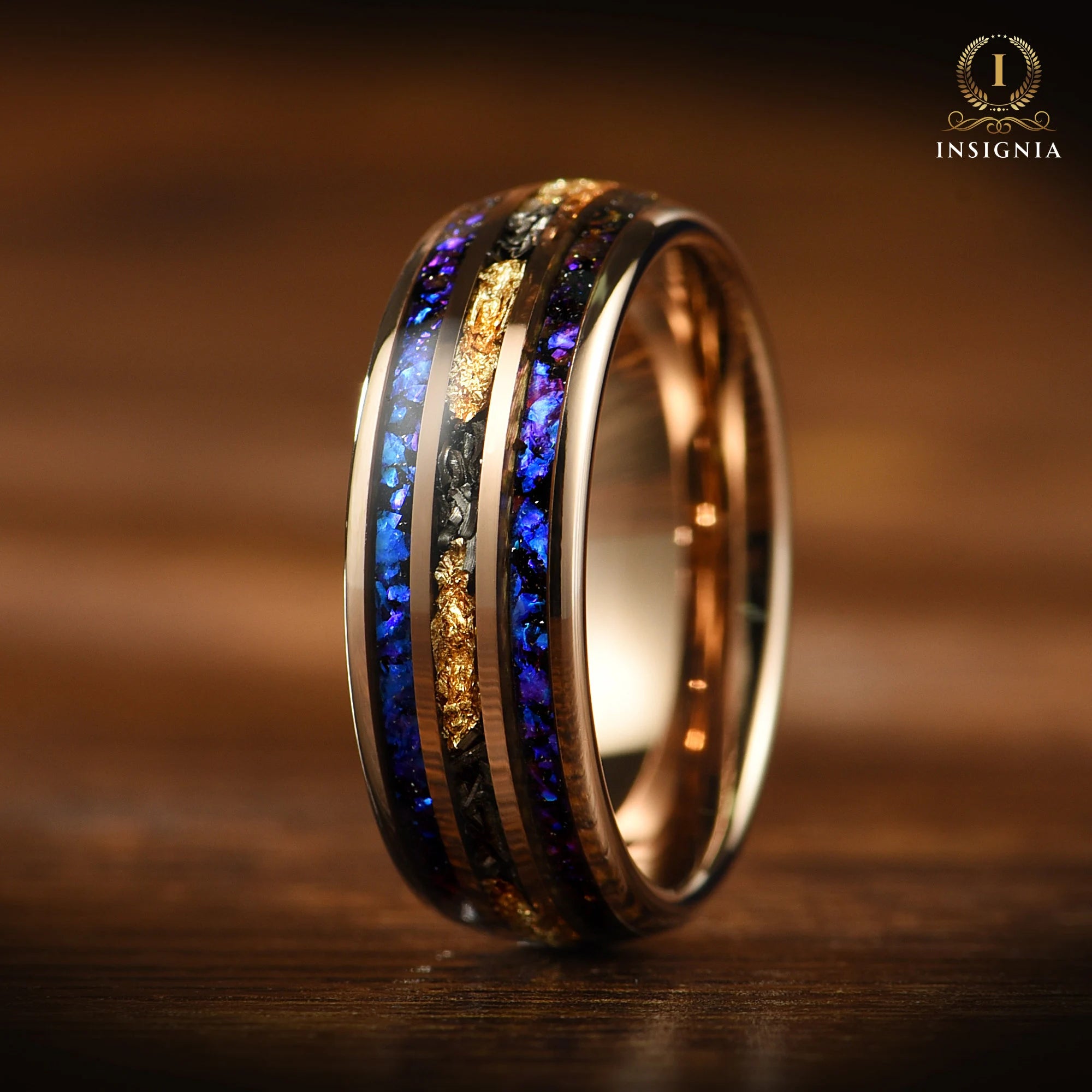 Wedding Rings Men Meteorite Orion Vertical View