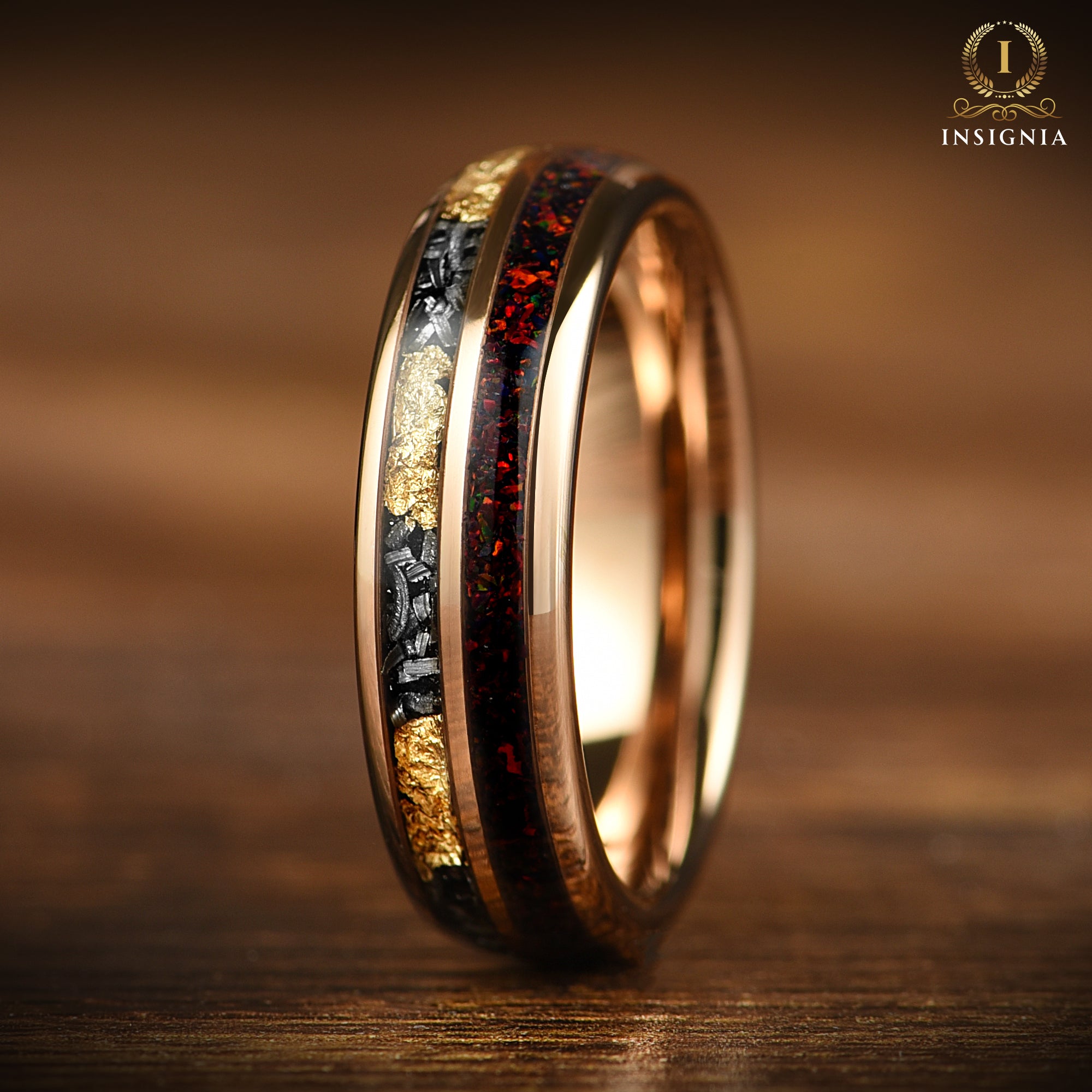 Wedding Rings Women Meteorite Top View