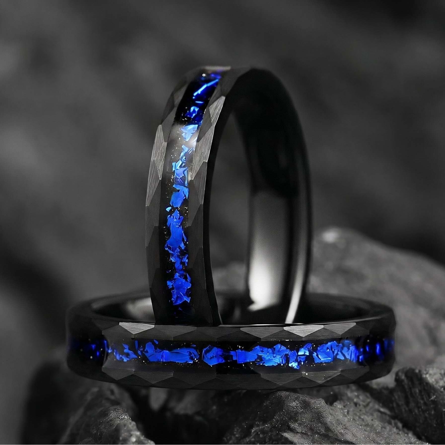 Women Rings Tungsten Galaxy Highlighting Sandstone Inlay
