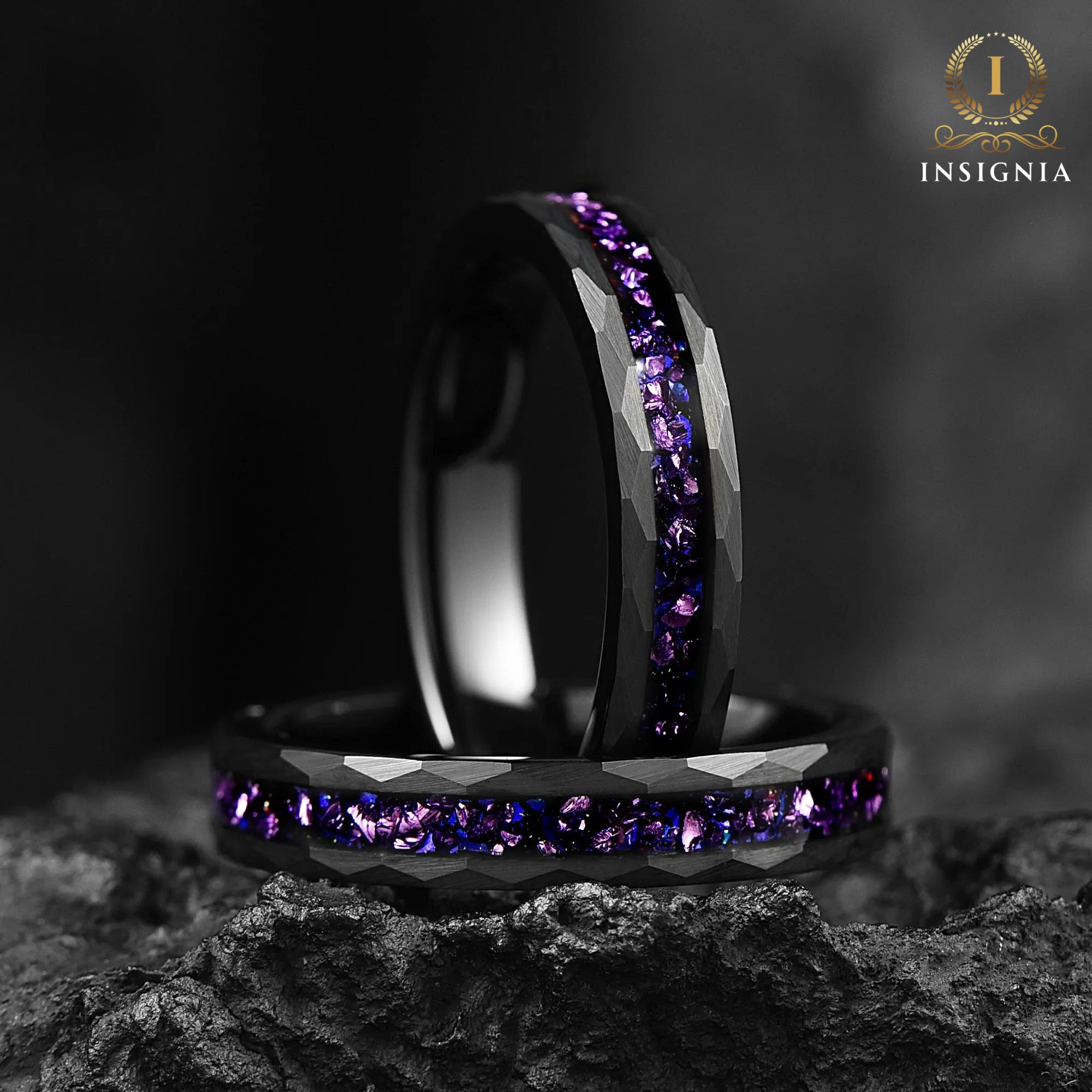 Womens Rings Alexandrite Tungsten Profile View