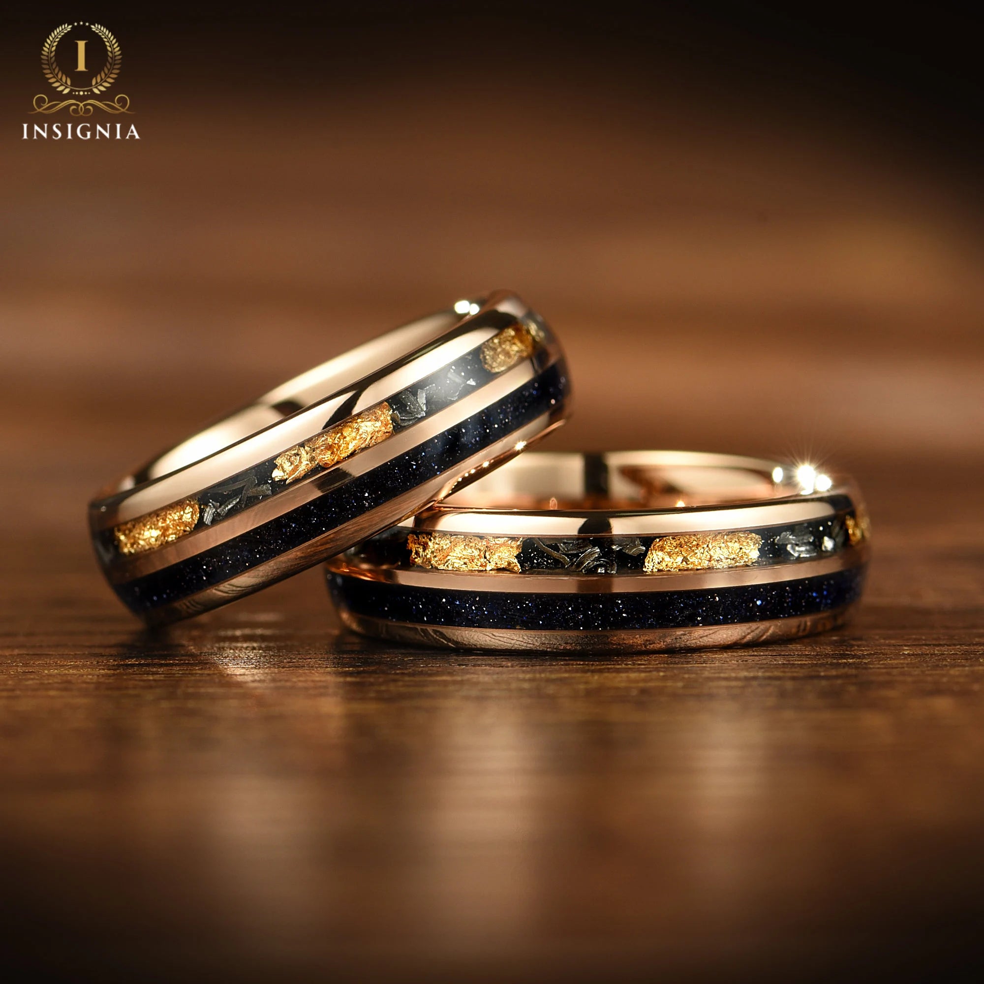 Womens Rings Wedding Meteorite Angle View