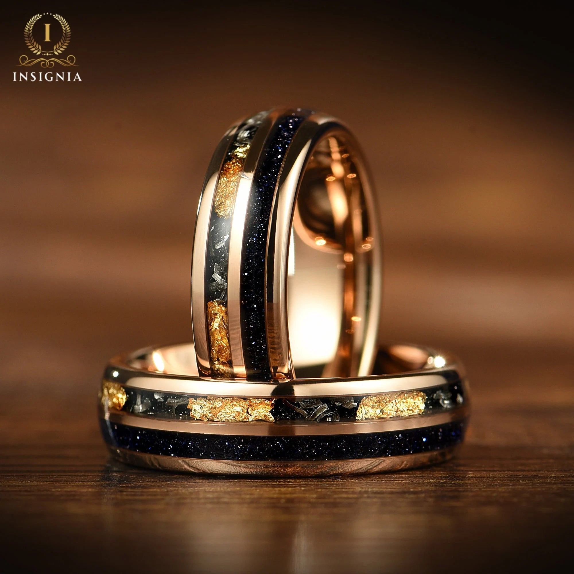 Womens Rings Wedding Meteorite Side View