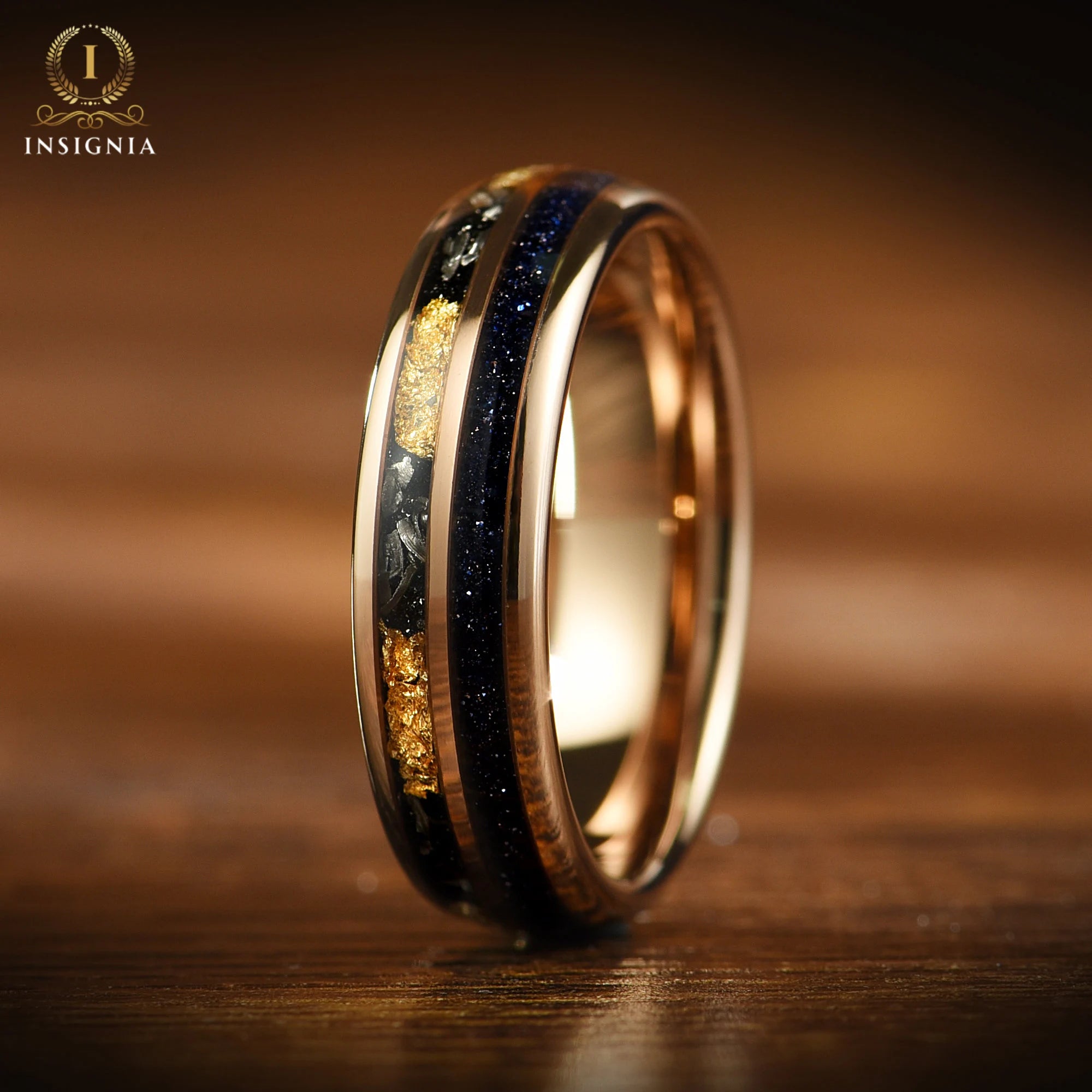 Womens Rings Wedding Meteorite Top View