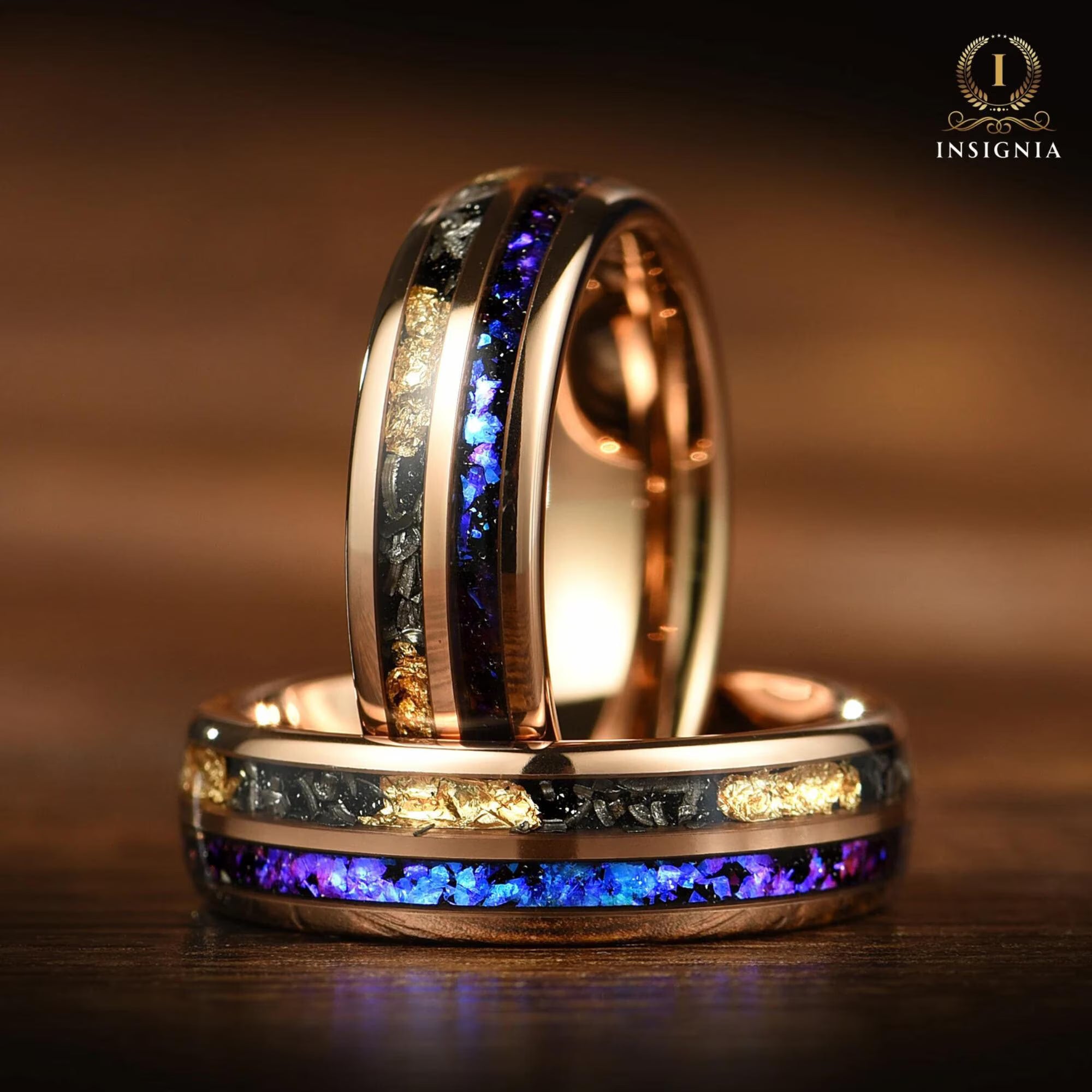 Womens Wedding Band Rings Rose Gold Side View