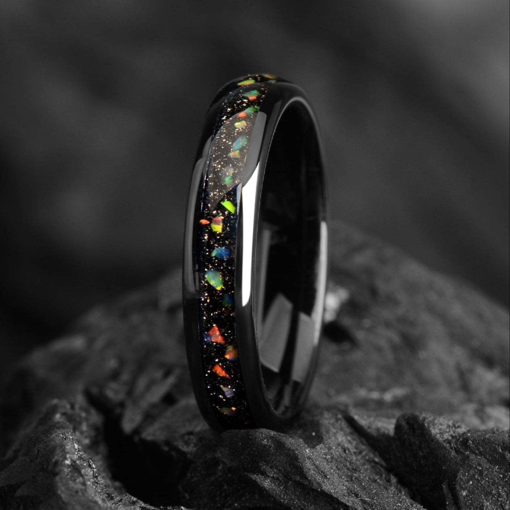 Women’s Wedding Ring Opal Tungsten Main View