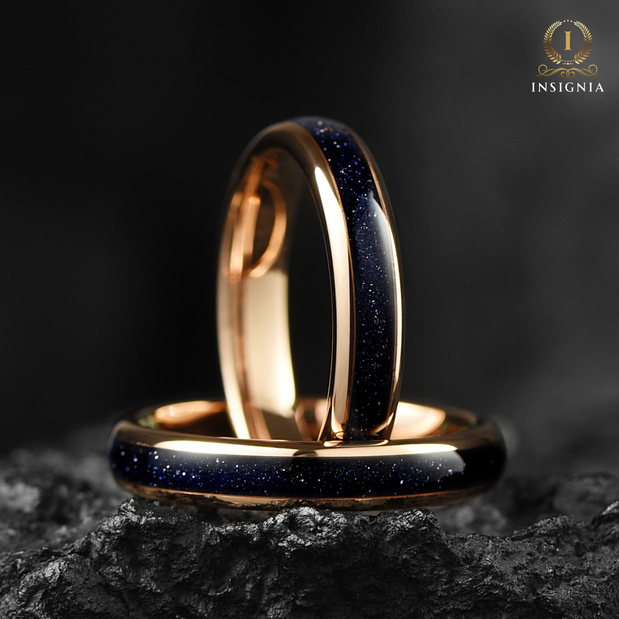 Womens Wedding Rings Rose Gold Tungsten Profile View