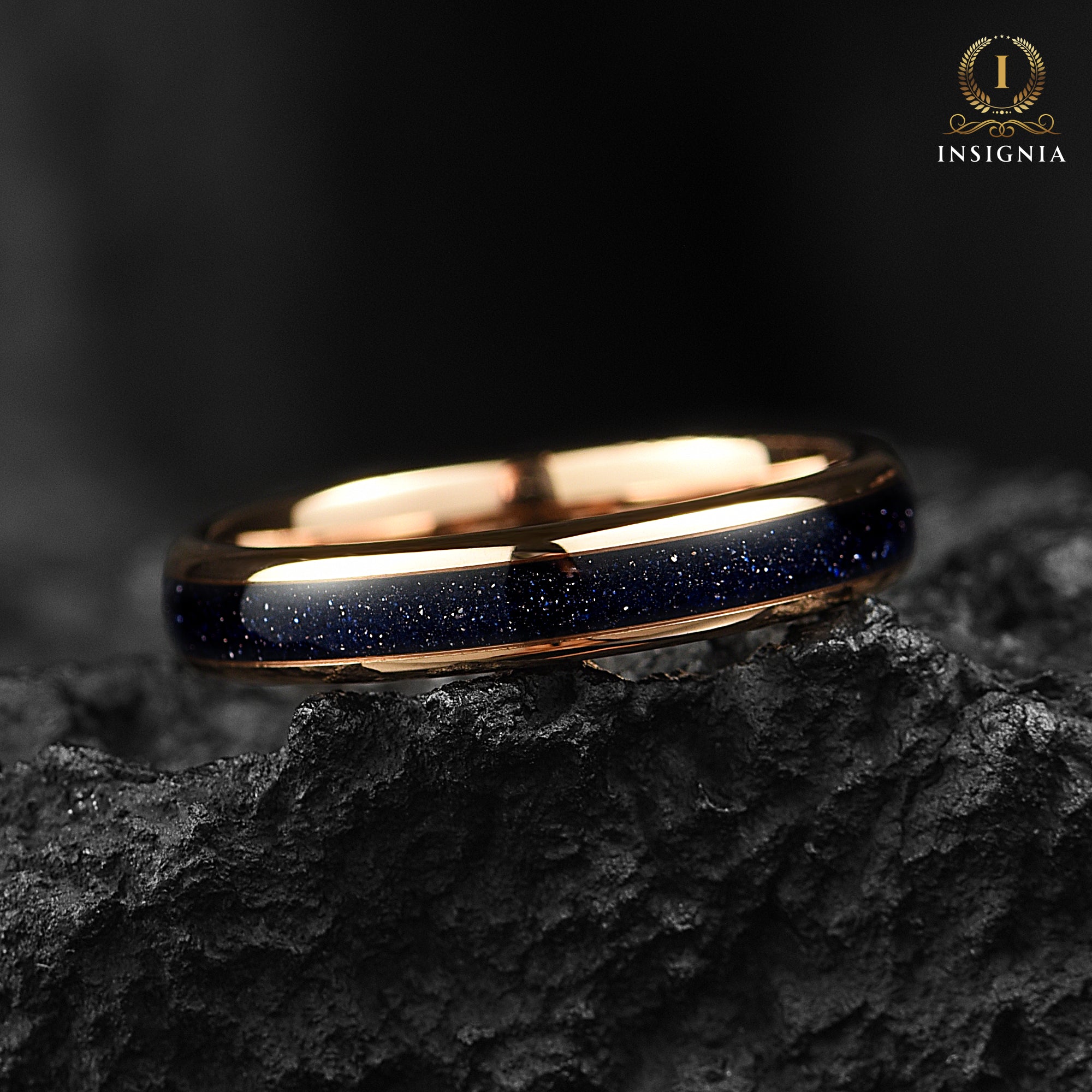Womens Wedding Rings Rose Gold Tungsten Top View