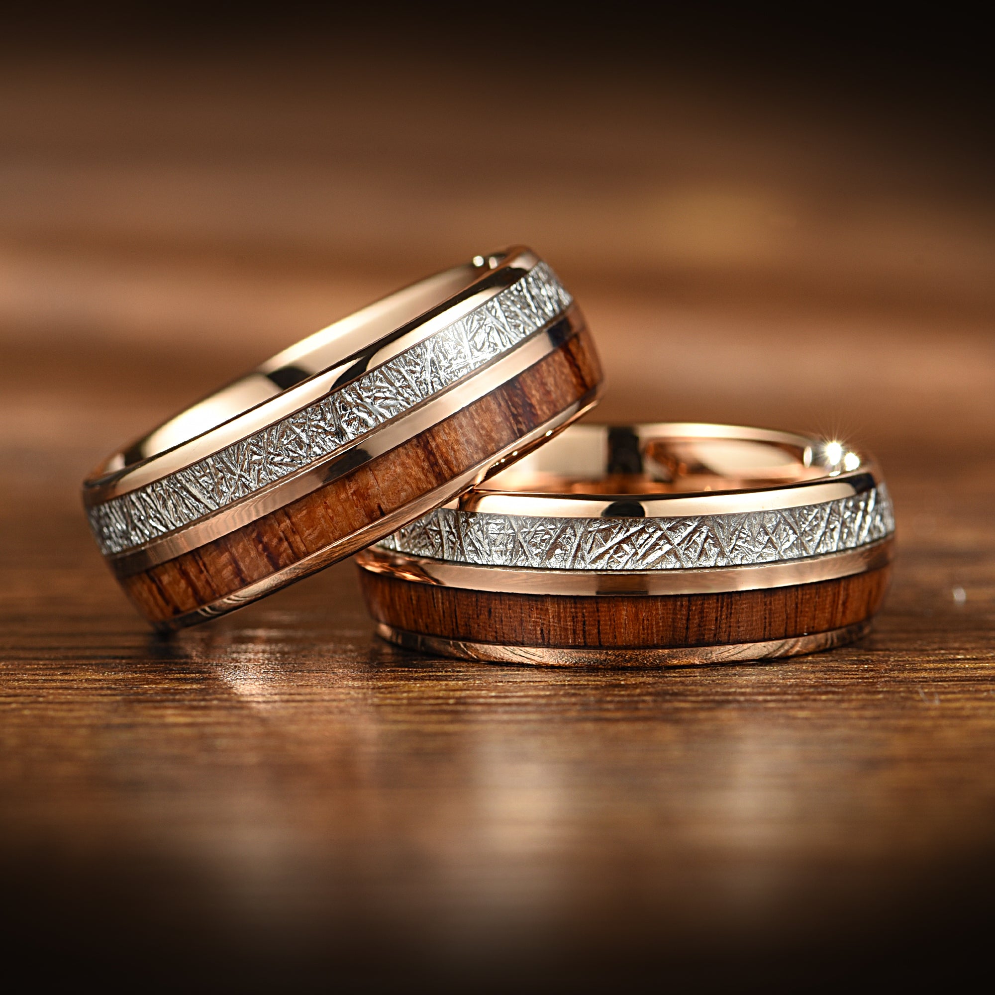 Wooden Wedding Bands Meteorite horizontal View