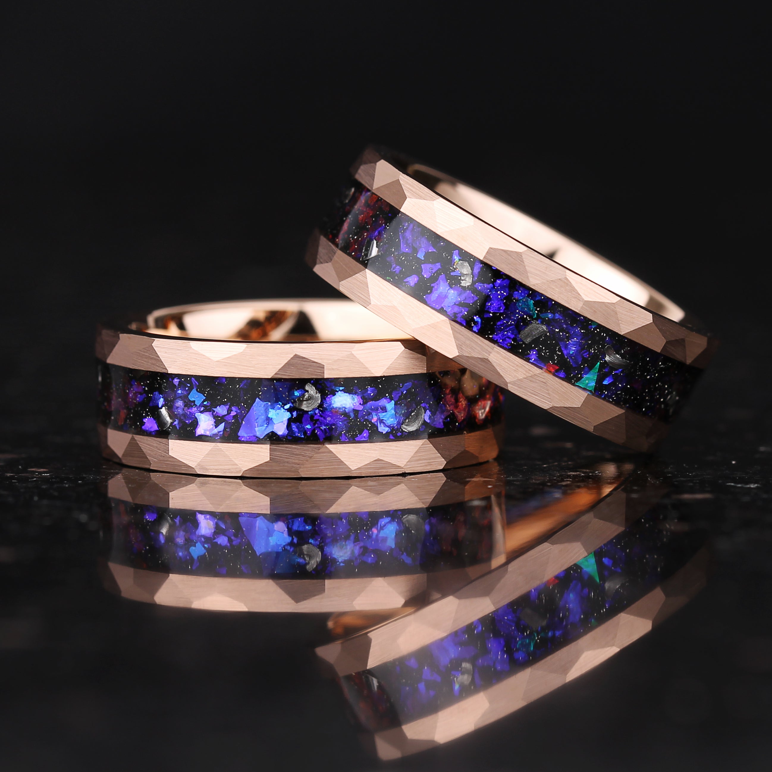 MENS WEDDING RINGS REAL METEORITE ORION NEBULA 8MM